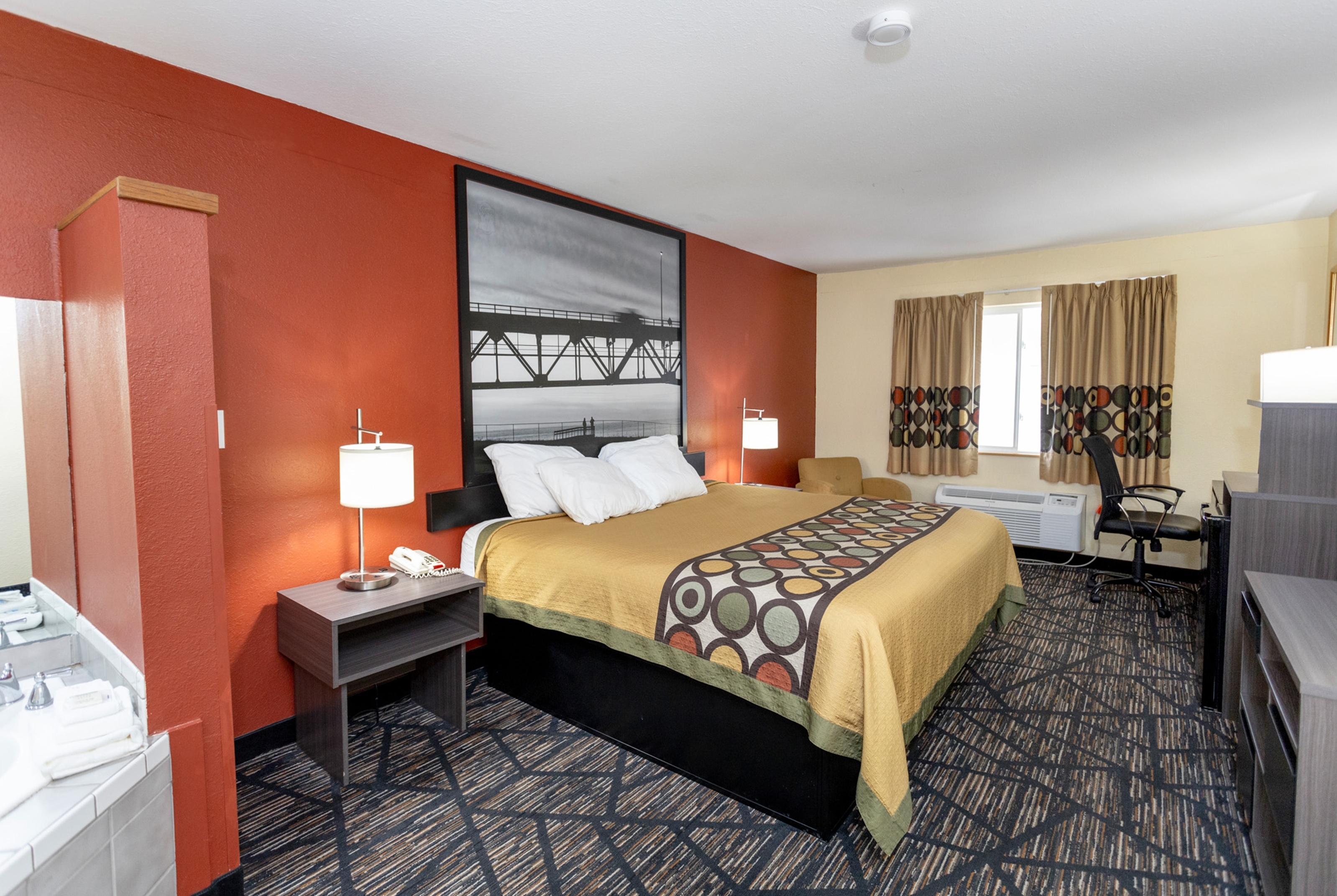 Guest room at the Super 8 by Wyndham Big Rapids in Big Rapids, Michigan