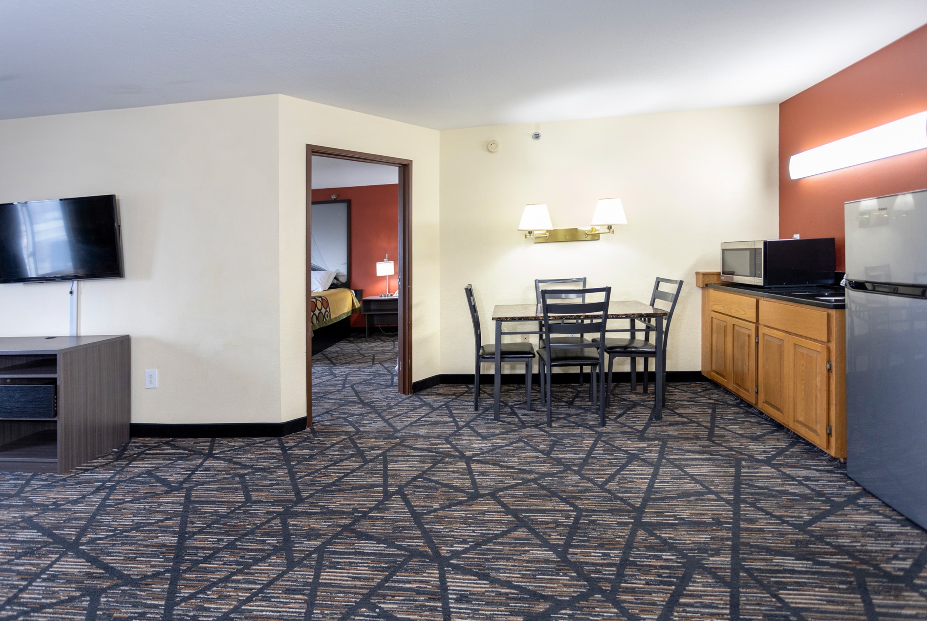 Guest room at the Super 8 by Wyndham Big Rapids in Big Rapids, Michigan