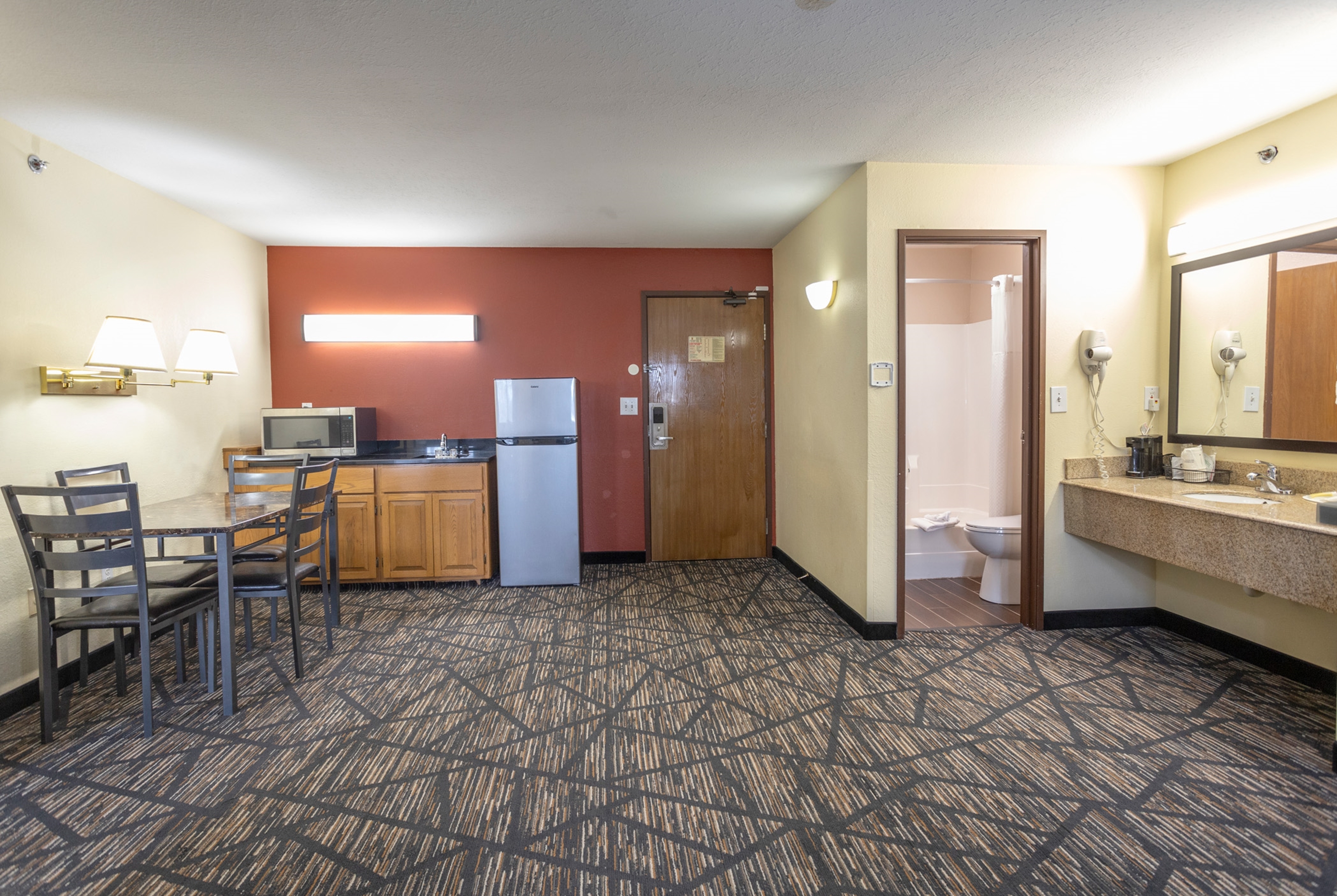 Guest room at the Super 8 by Wyndham Big Rapids in Big Rapids, Michigan