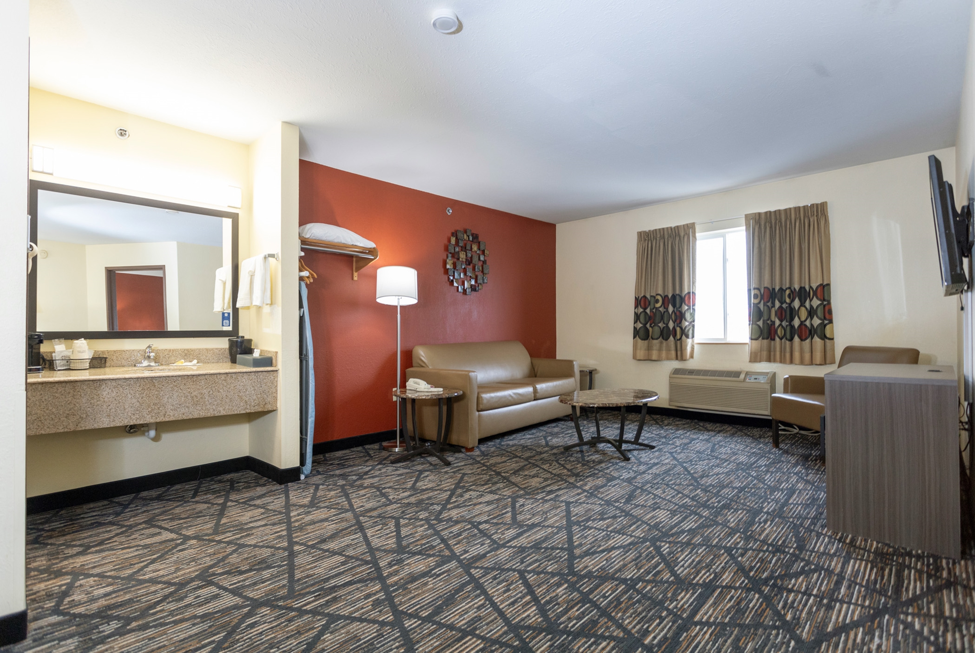 Guest room at the Super 8 by Wyndham Big Rapids in Big Rapids, Michigan