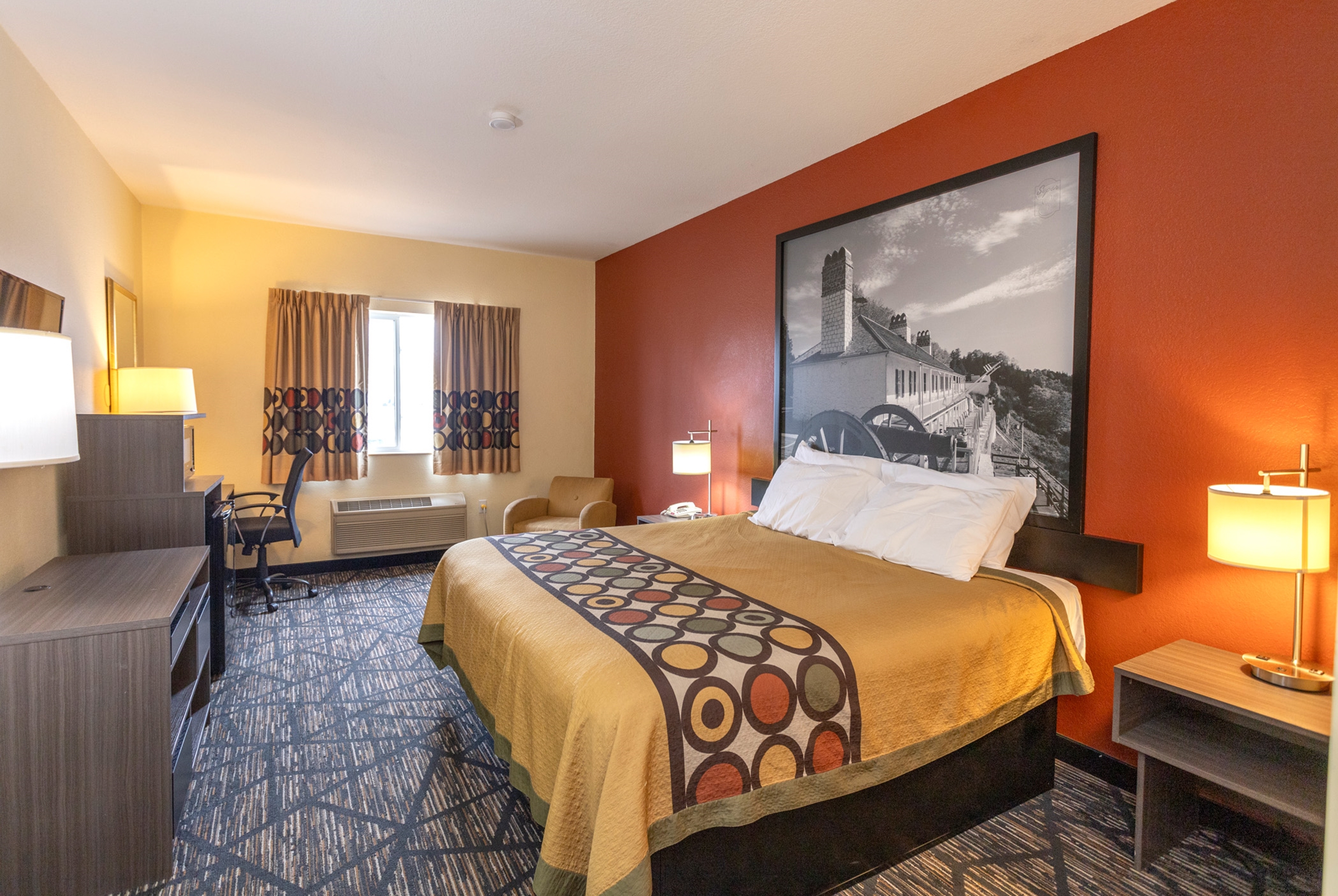 Guest room at the Super 8 by Wyndham Big Rapids in Big Rapids, Michigan