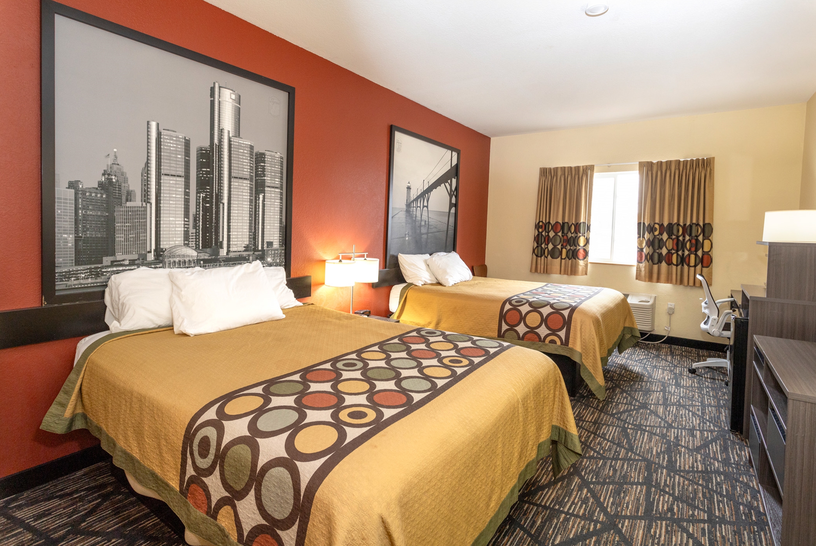 Guest room at the Super 8 by Wyndham Big Rapids in Big Rapids, Michigan