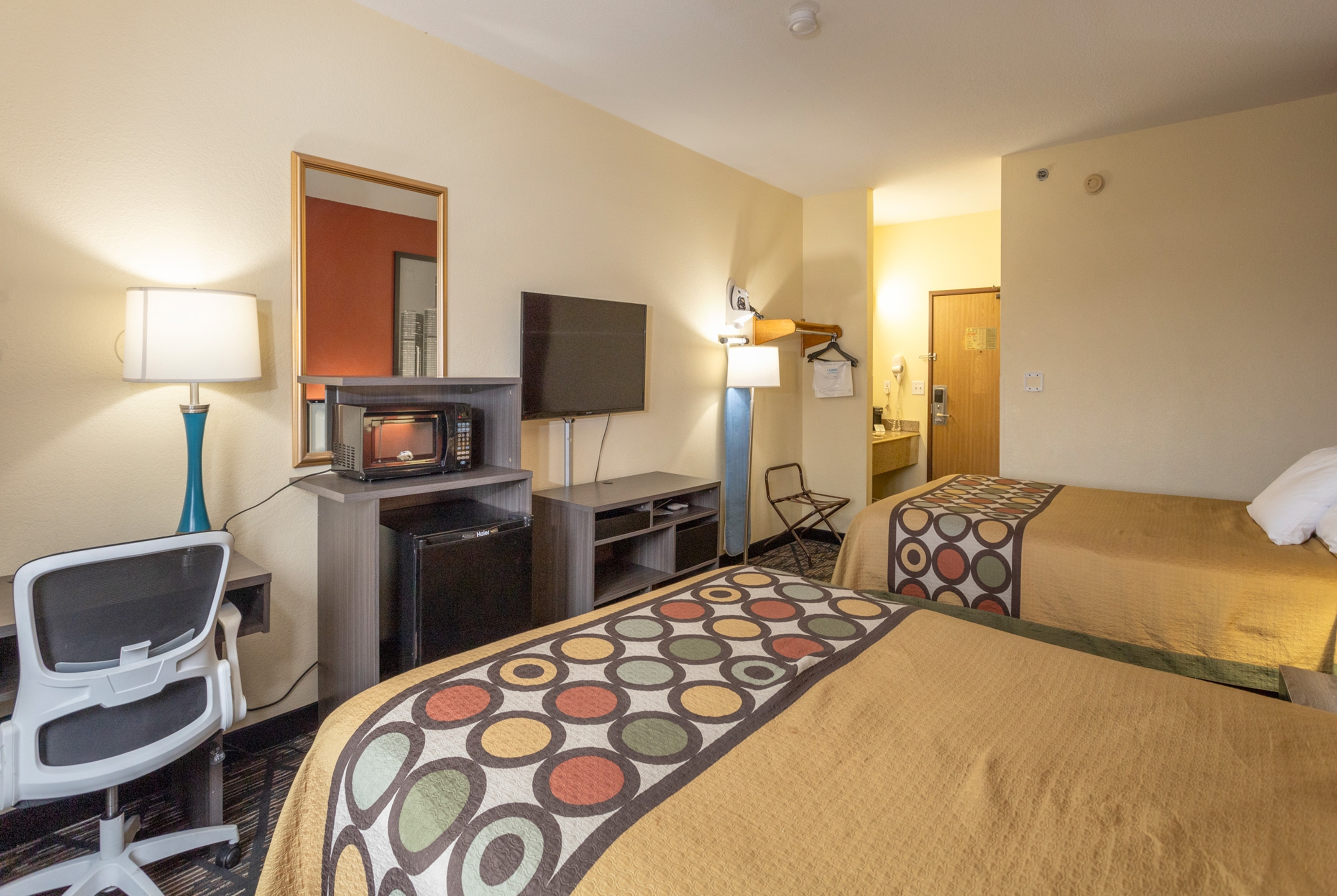 Guest room at the Super 8 by Wyndham Big Rapids in Big Rapids, Michigan