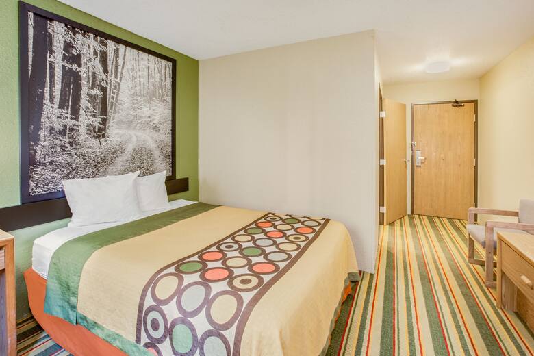 Guest room at the Super 8 Grayling in Grayling, Michigan