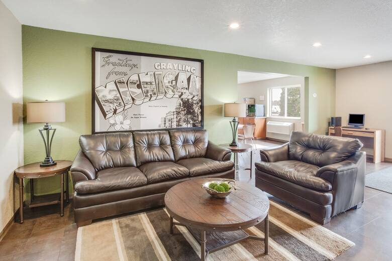 Super 8 Grayling hotel lobby in Grayling, Michigan