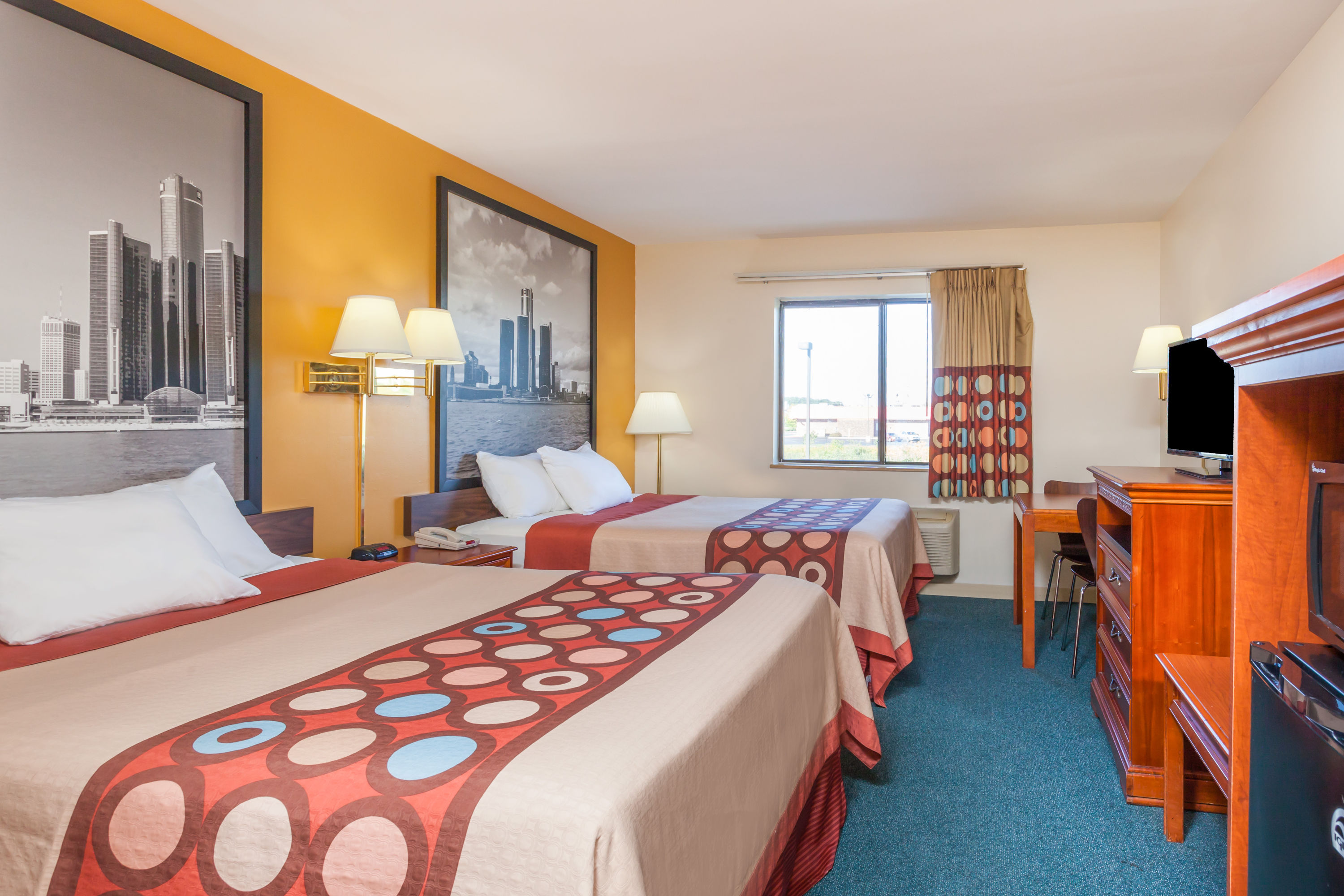 Guest room at the Super 8 by Wyndham Imlay City in Imlay City, Michigan