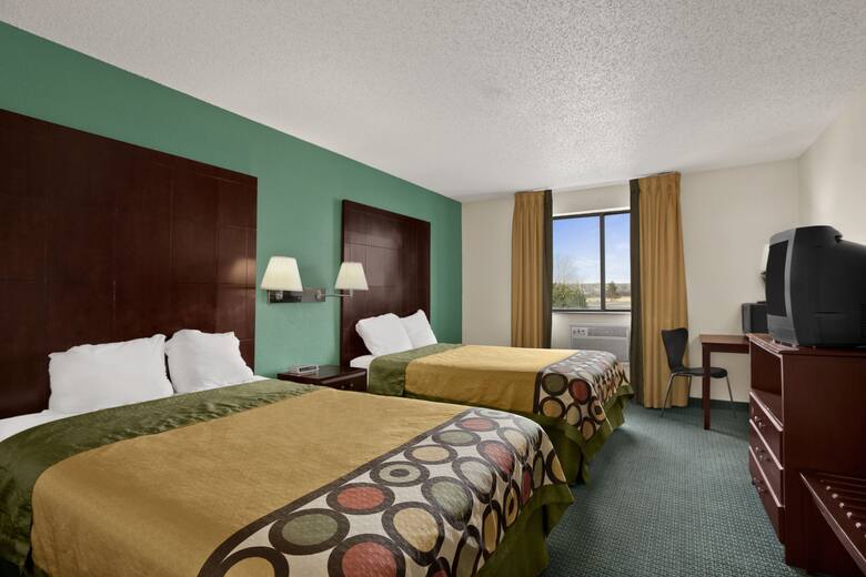 Guest room at the Super 8 Jackson MI in Jackson, Michigan