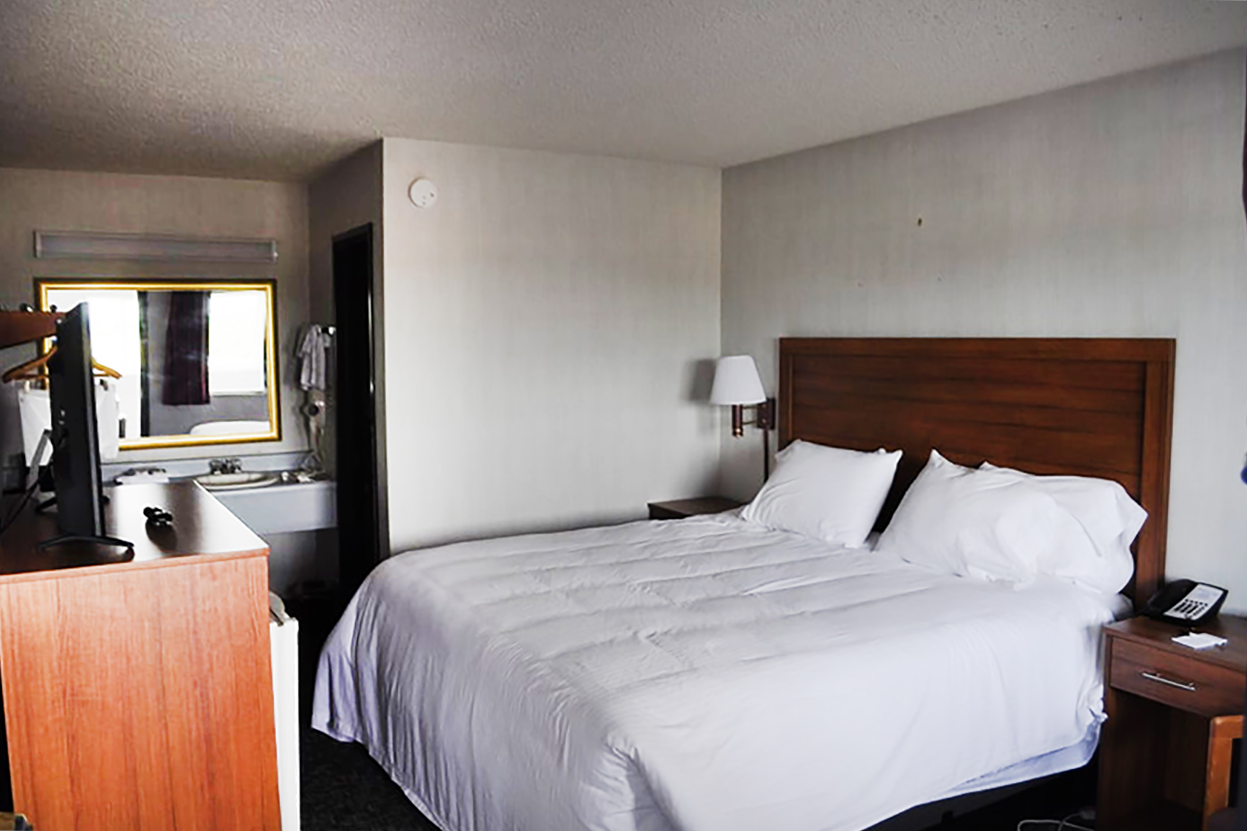 Guest room at the Super 8 by Wyndham Petoskey in Petoskey, Michigan