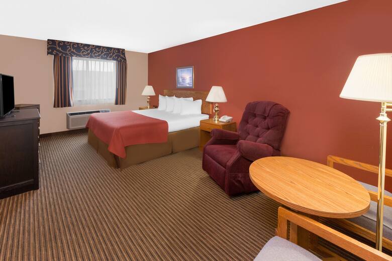 Guest room at the Super 8 St. Ignace in Saint Ignace, Michigan