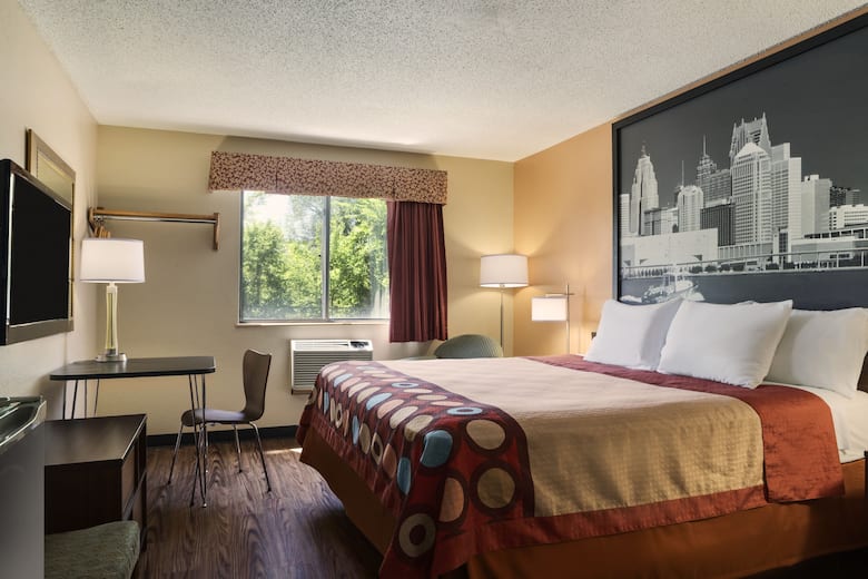 Guest room at the Super 8 Taylor/Detroit Area in Taylor, Michigan