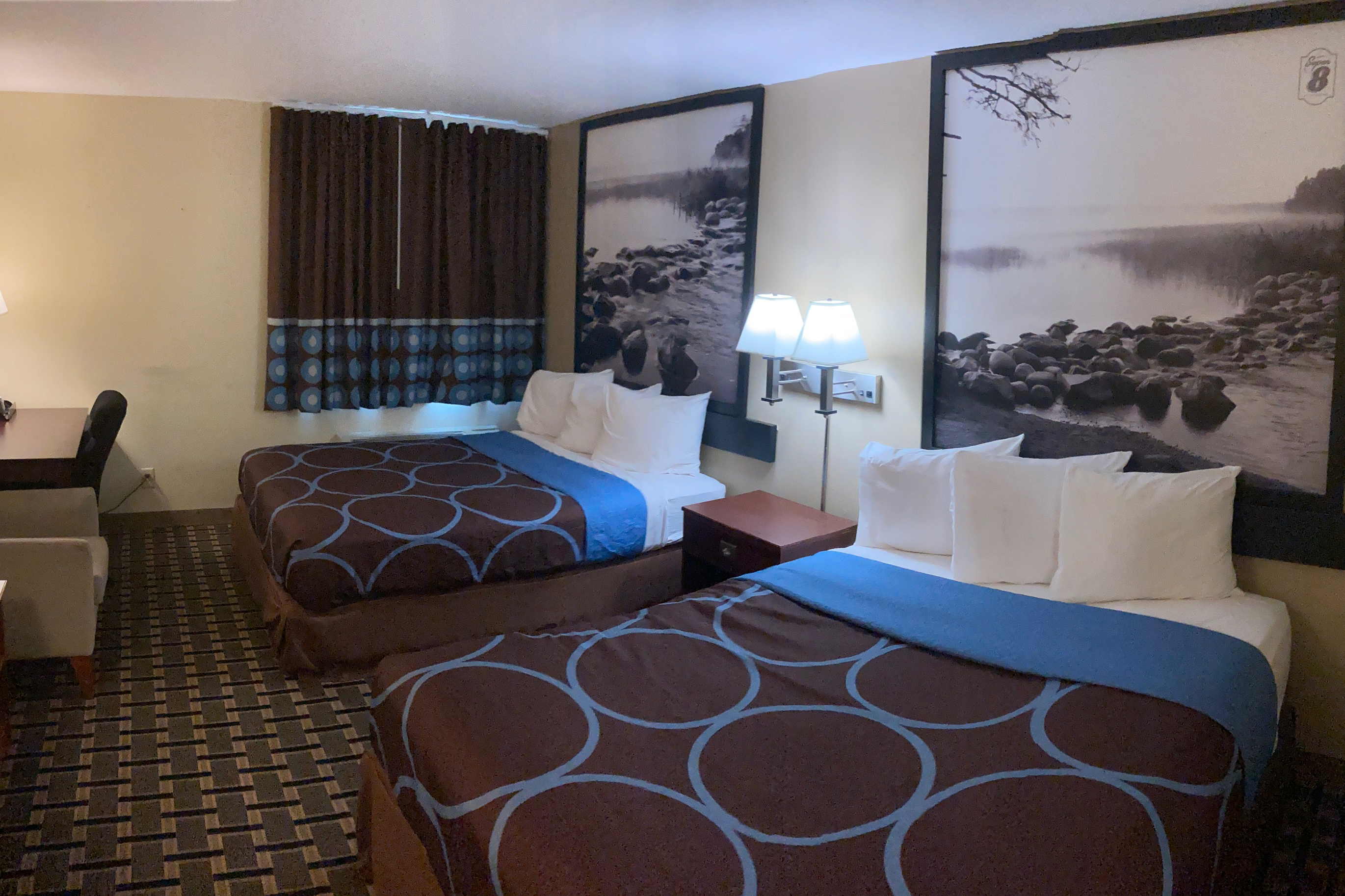 Guest room at the Super 8 by Wyndham Chisago City in Chisago City, Minnesota