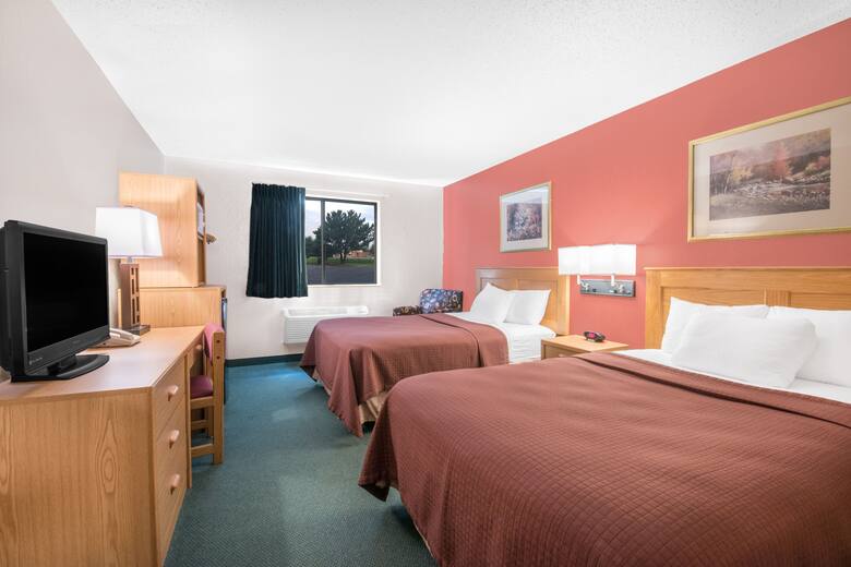 Guest room at the Super 8 Grand Rapids in Grand Rapids, Minnesota