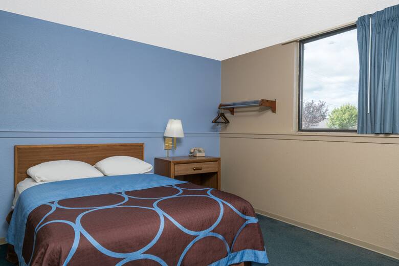 Guest room at the Super 8 Little Falls in Little Falls, Minnesota