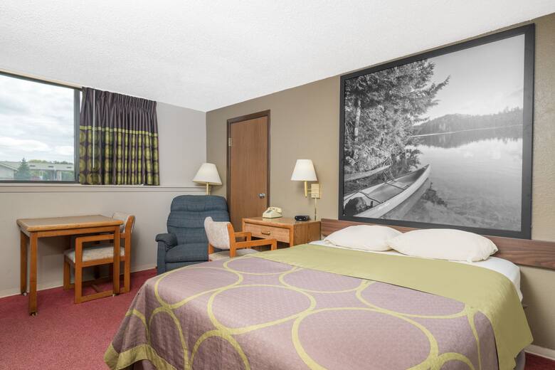 Guest room at the Super 8 Little Falls in Little Falls, Minnesota