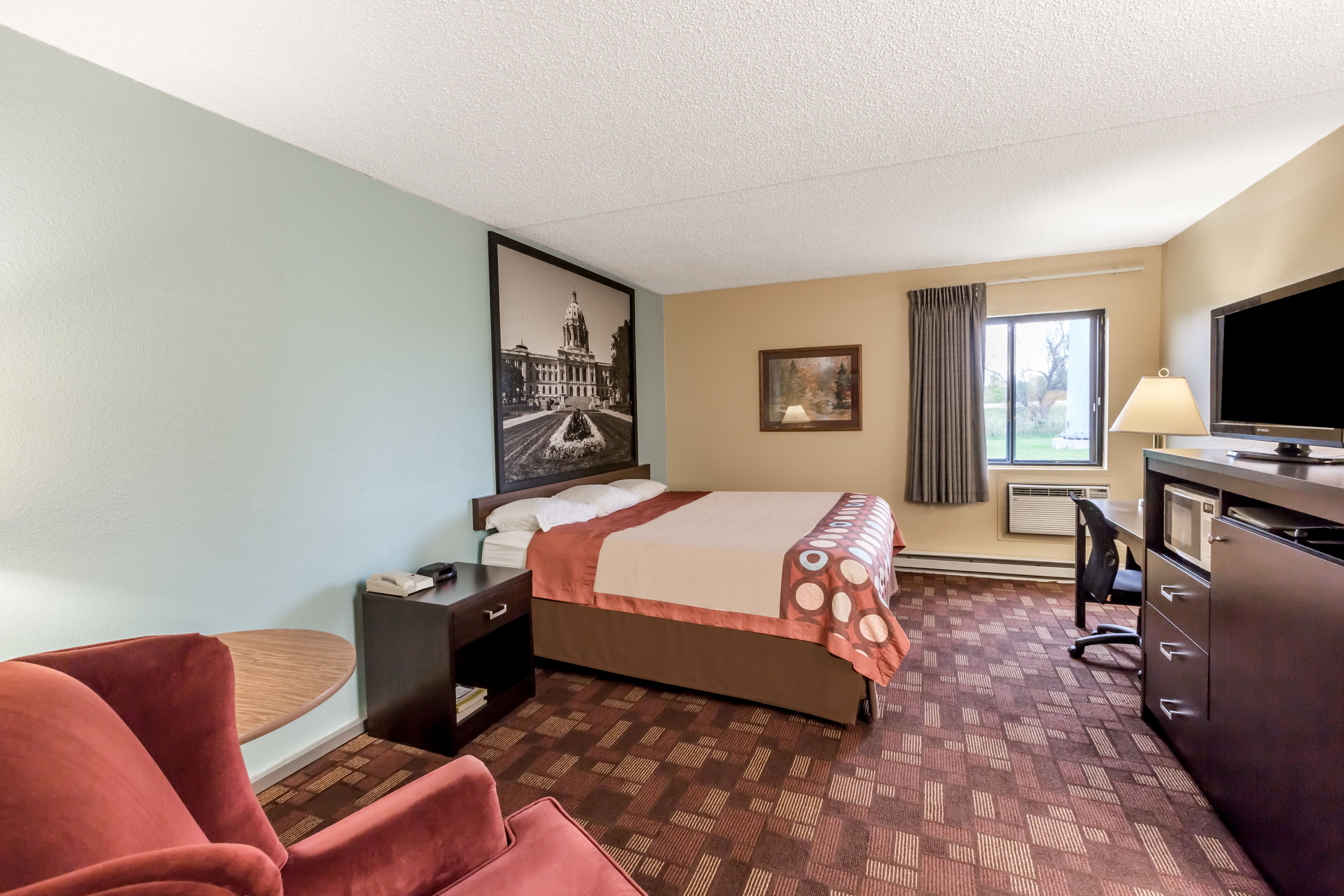 Guest room at the Super 8 by Wyndham Luverne I90 in Luverne, Minnesota