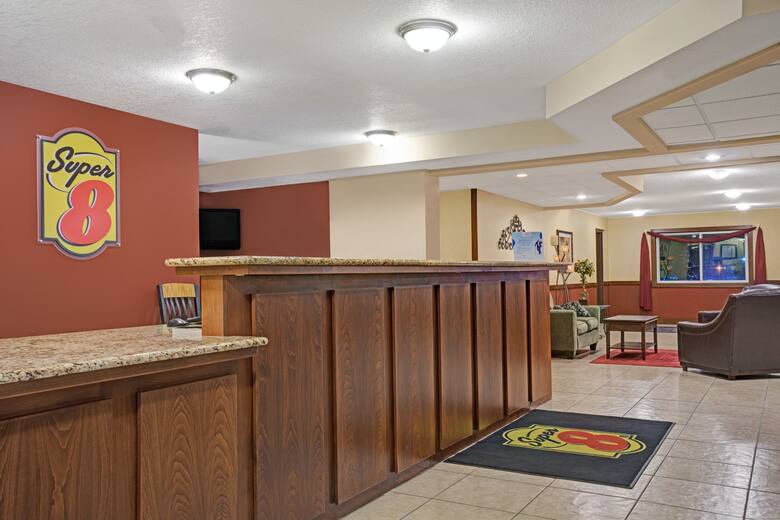 Super 8 Monticello hotel lobby in Monticello, Minnesota