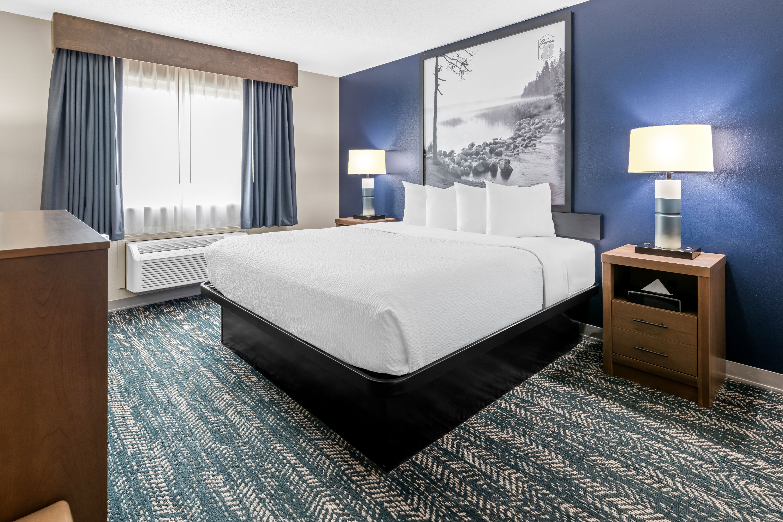 King bed guest room at the Super 8 by Wyndham Perham in Perham, Minnesota