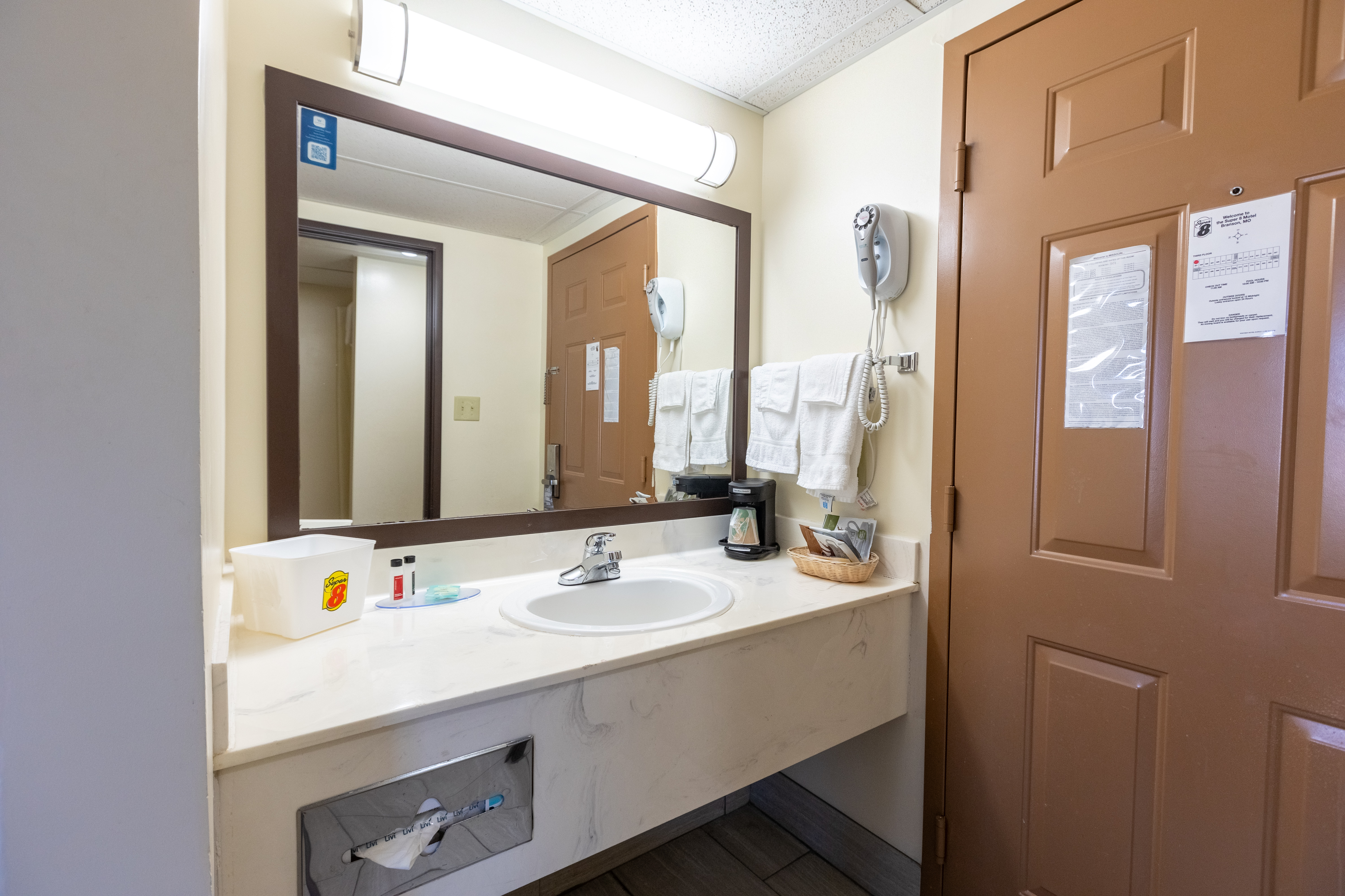 Guest room at the Super 8 by Wyndham Branson/Andy Williams Theatre in Branson, Missouri