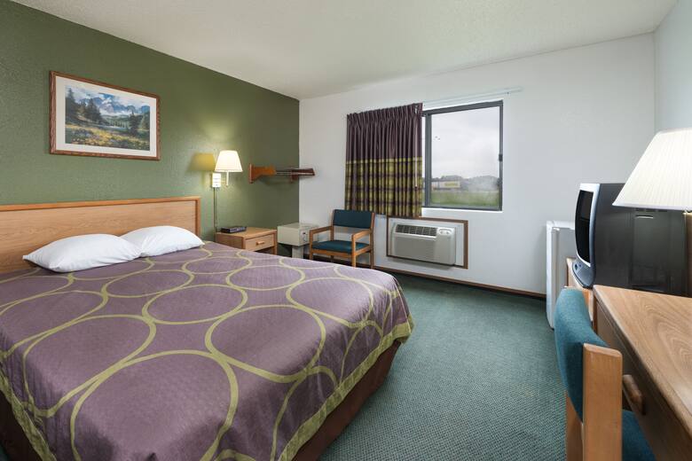 Guest room at the Super 8 Kingdom City in Kingdom City, Missouri
