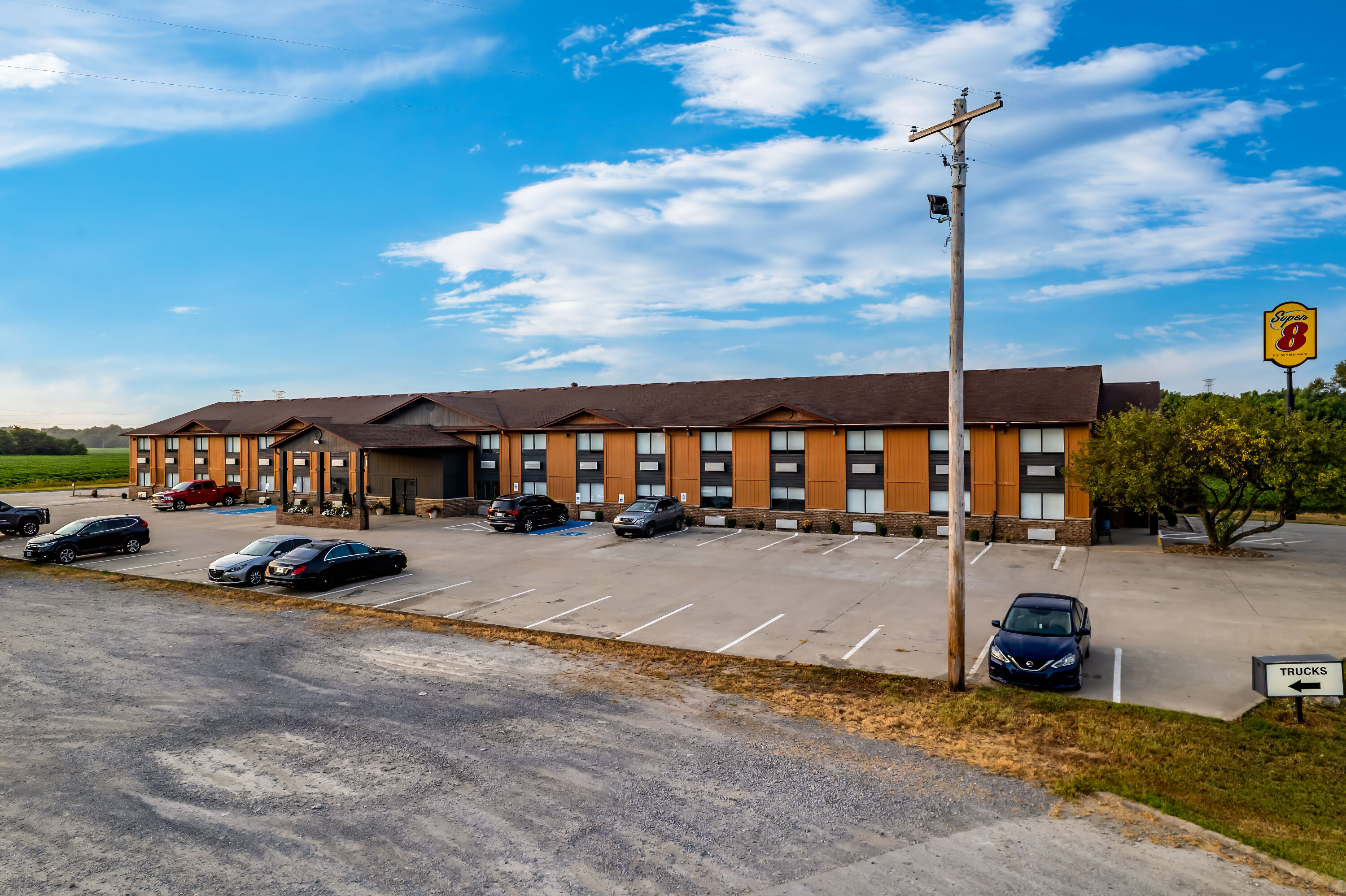Aerial View of Super 8 by Wyndham Marston hotel in Marston, Missouri