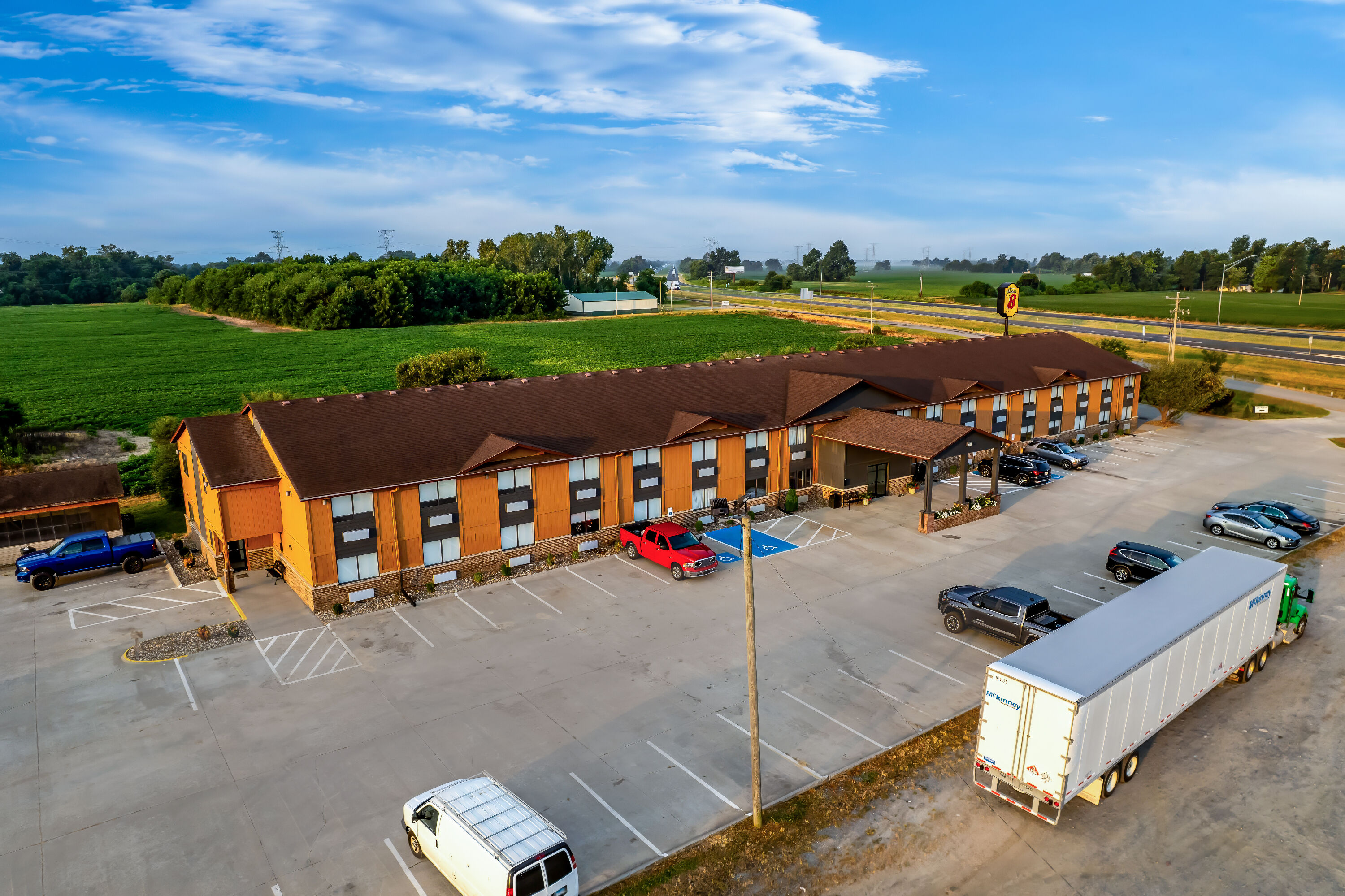 Aerial View of Super 8 by Wyndham Marston hotel in Marston, Missouri