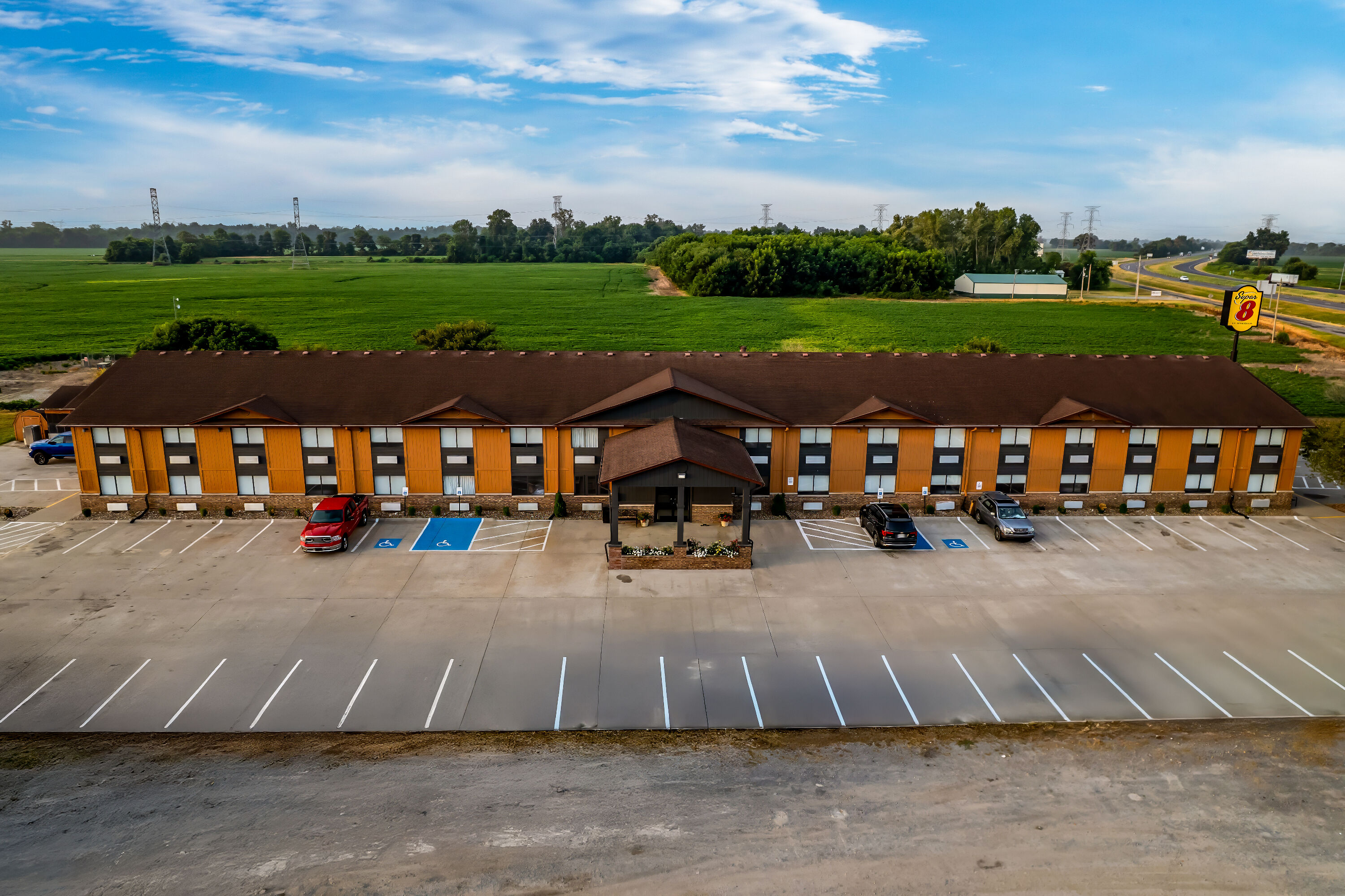 Aerial View of Super 8 by Wyndham Marston hotel in Marston, Missouri