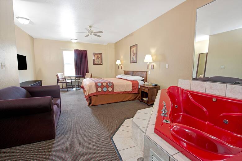 Guest room at the Super 8 St. Louis Airport in Saint Louis, Missouri