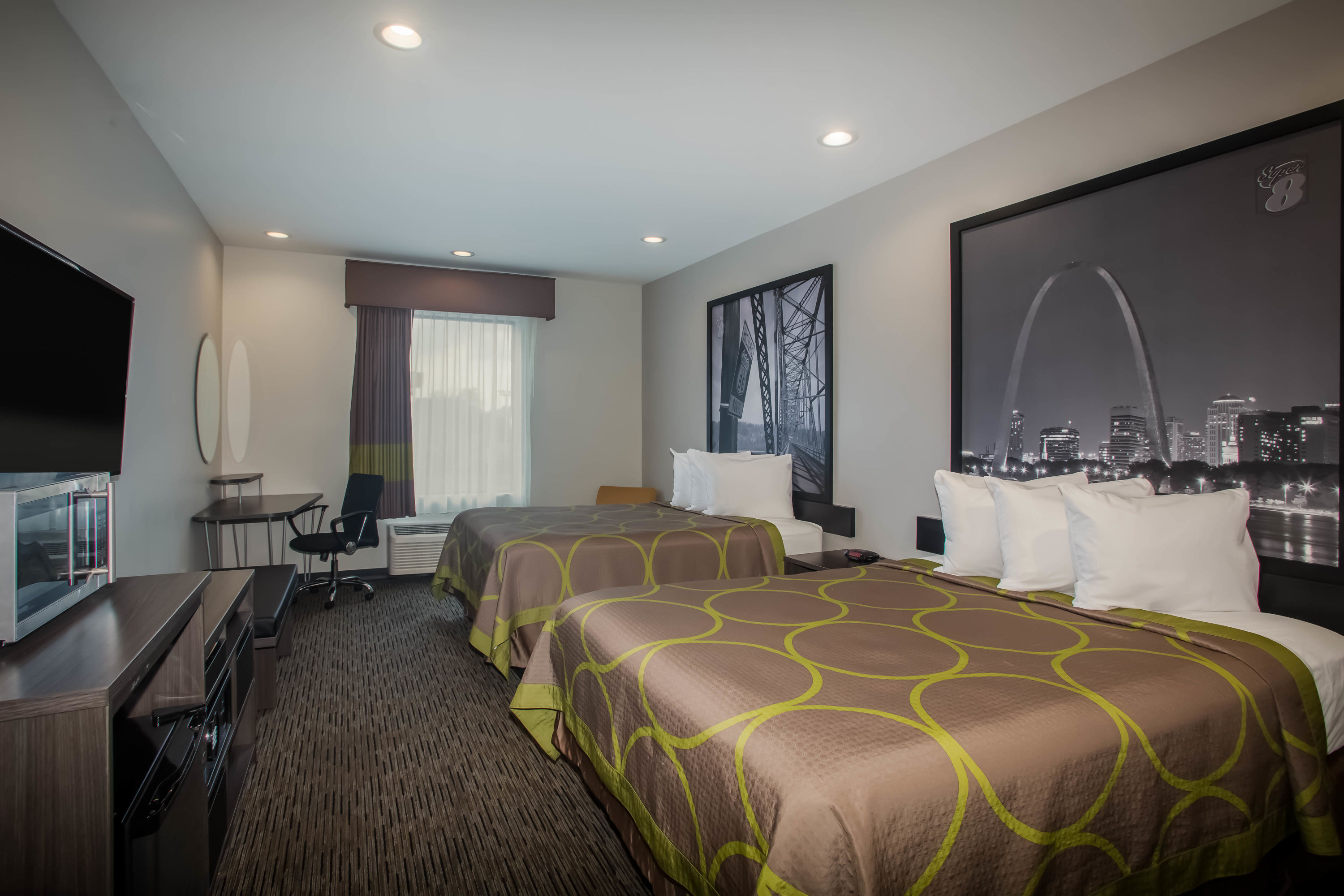 Guest room at the Super 8 by Wyndham St. Louis North in Saint Louis, Missouri