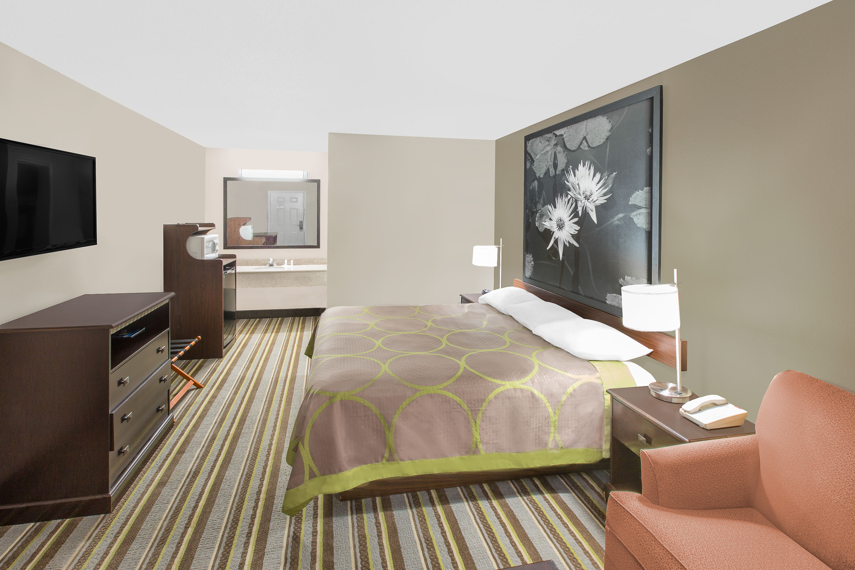 Guest room at the Super 8 by Wyndham Bay St. Louis in Bay St. Louis, Mississippi