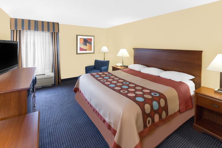 Guest room at the Super 8 Hattiesburg South in Hattiesburg, Mississippi