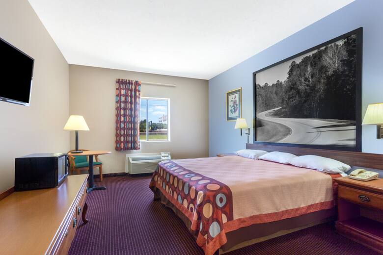 Guest room at the Super 8 Jackson/North in Jackson, Mississippi