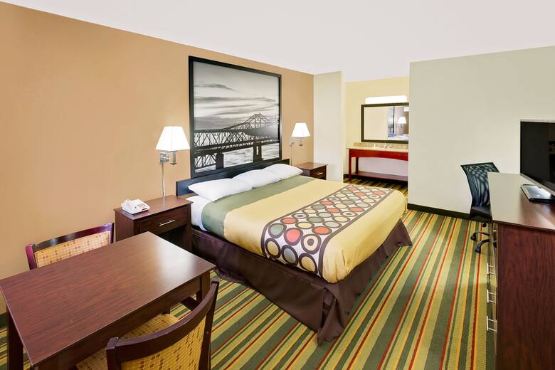 Guest room at the Super 8 Laurel in Laurel, Mississippi