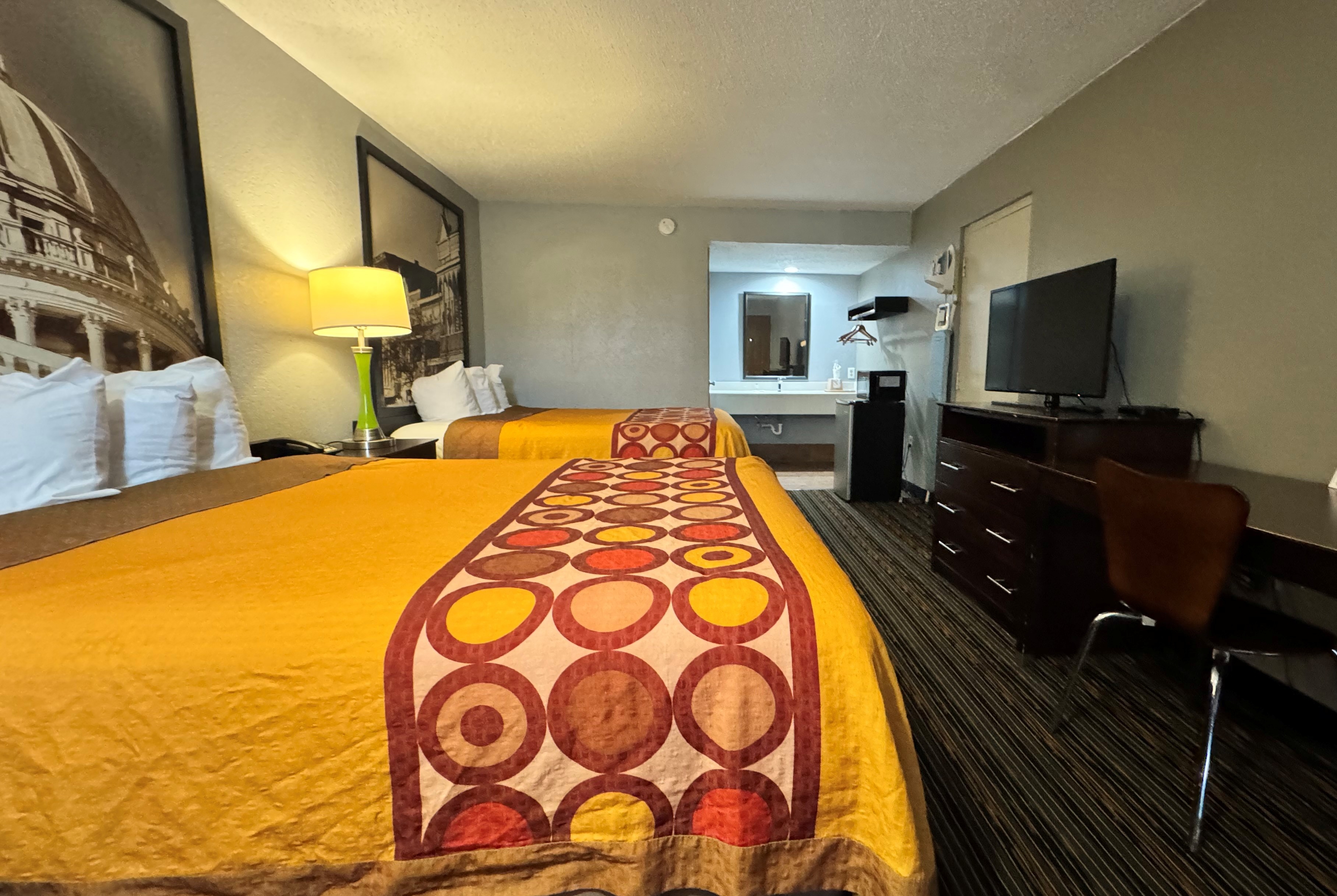 Guest room at the Super 8 by Wyndham Meridian in Meridian, Mississippi