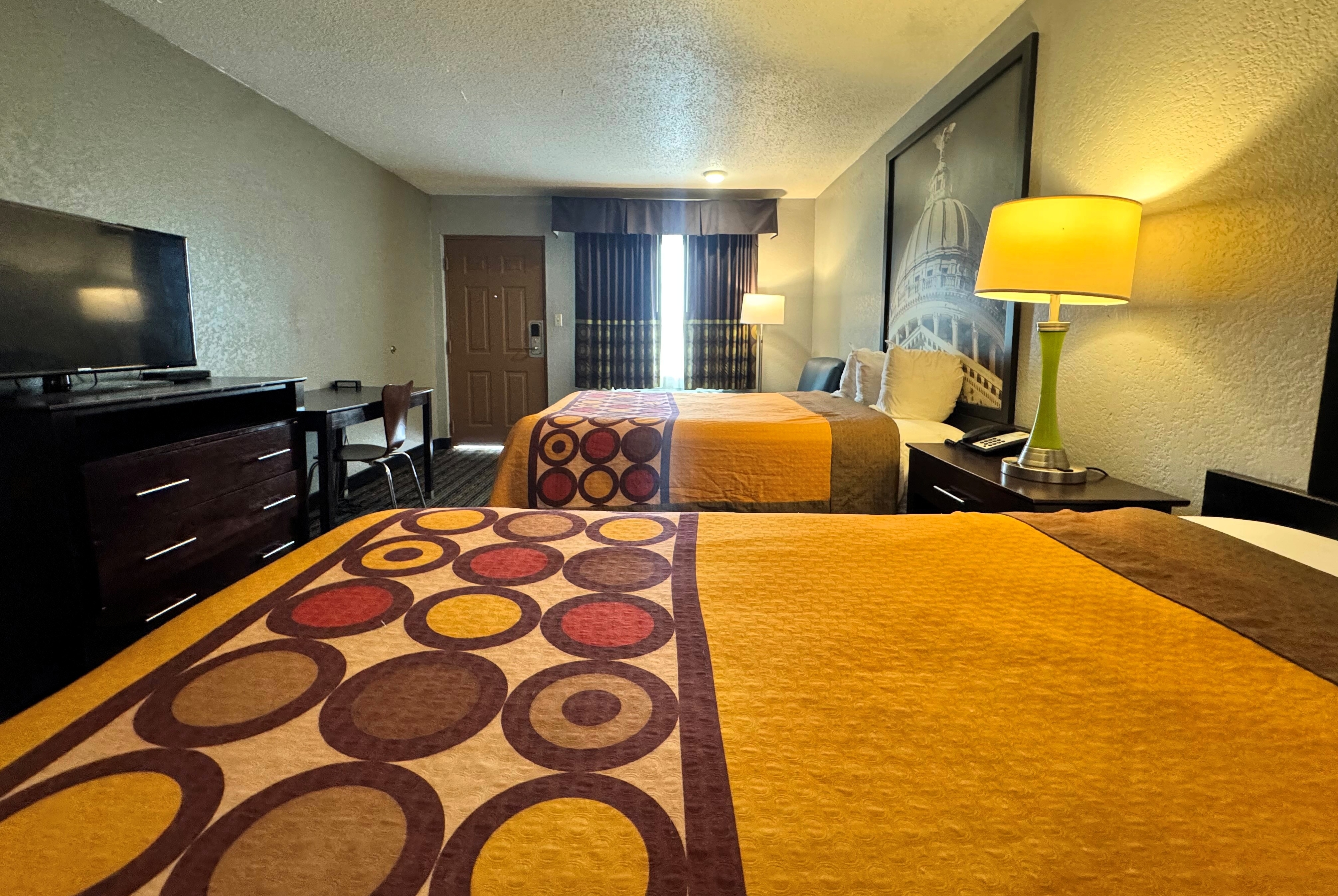 Guest room at the Super 8 by Wyndham Meridian in Meridian, Mississippi