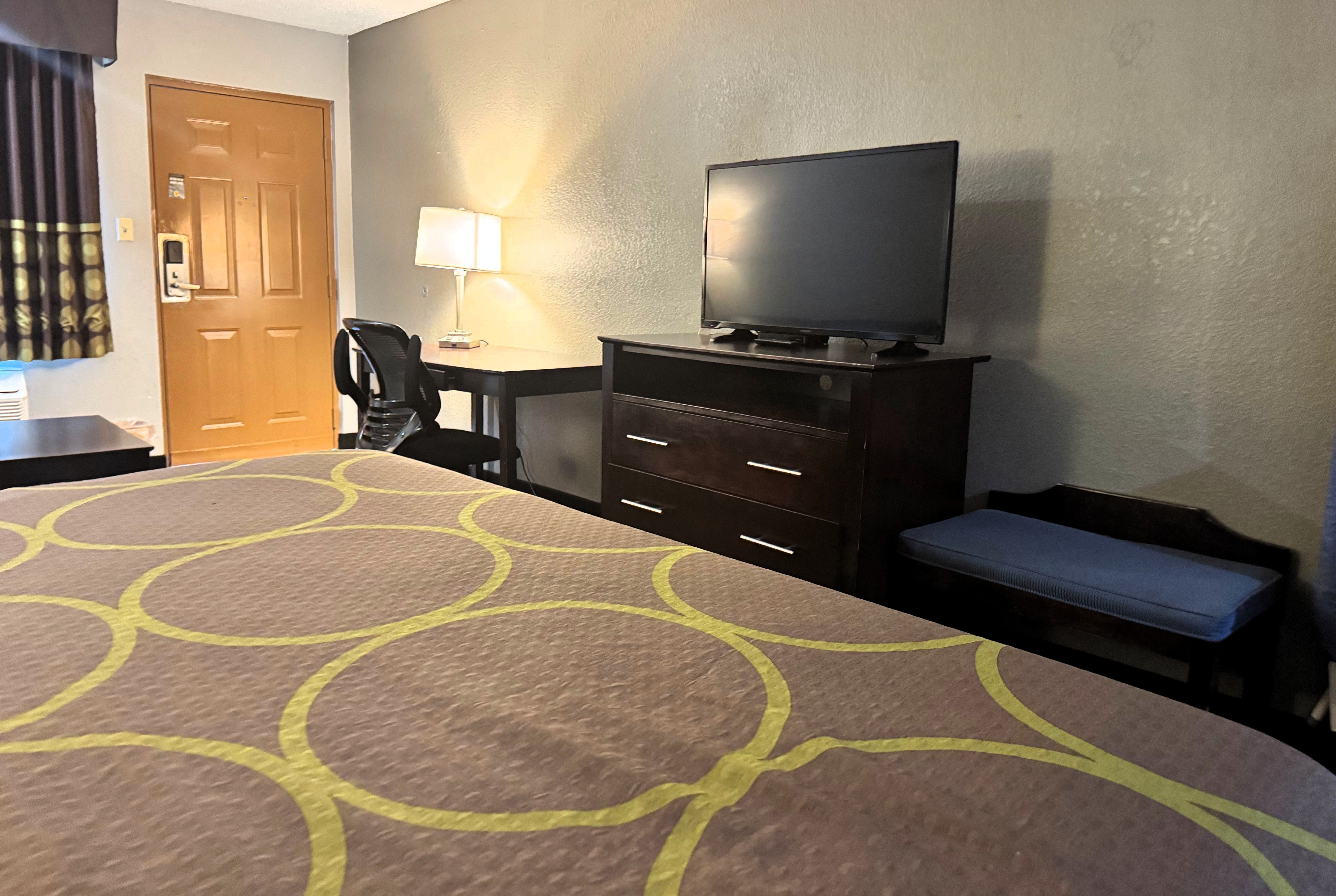 Guest room at the Super 8 by Wyndham Meridian in Meridian, Mississippi