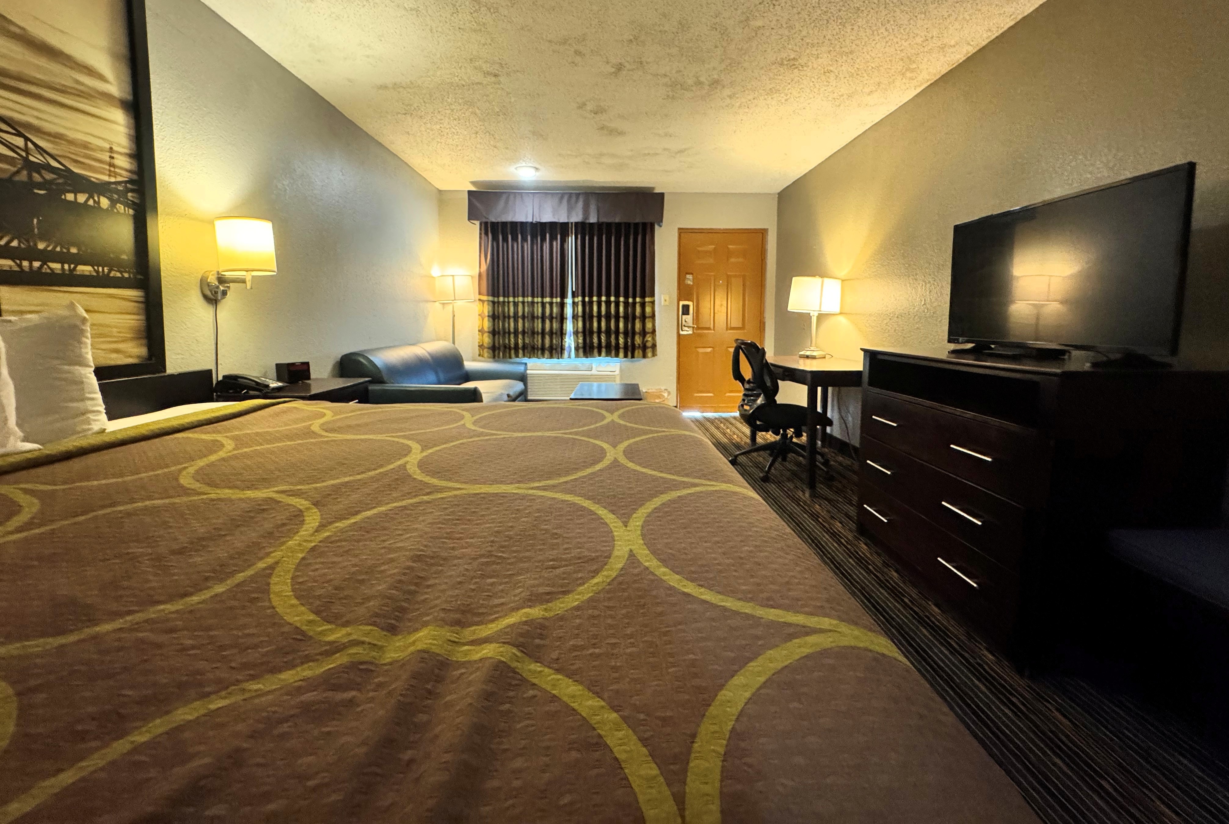 Guest room at the Super 8 by Wyndham Meridian in Meridian, Mississippi