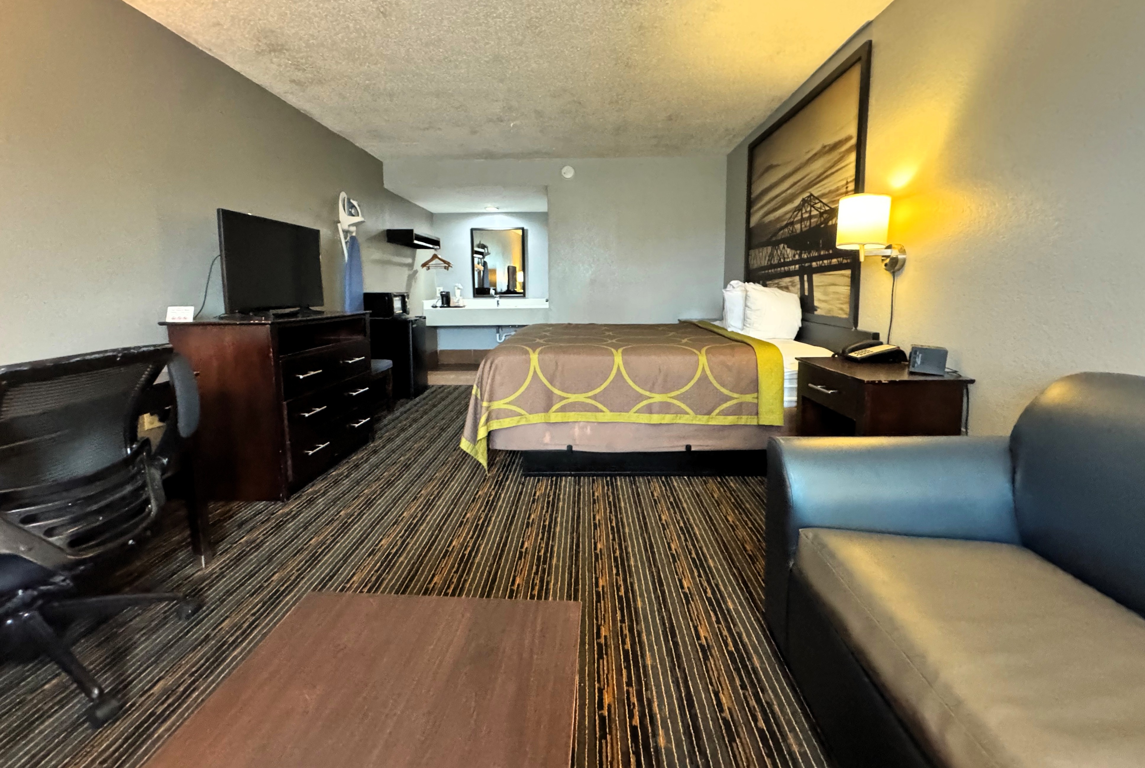 Guest room at the Super 8 by Wyndham Meridian in Meridian, Mississippi