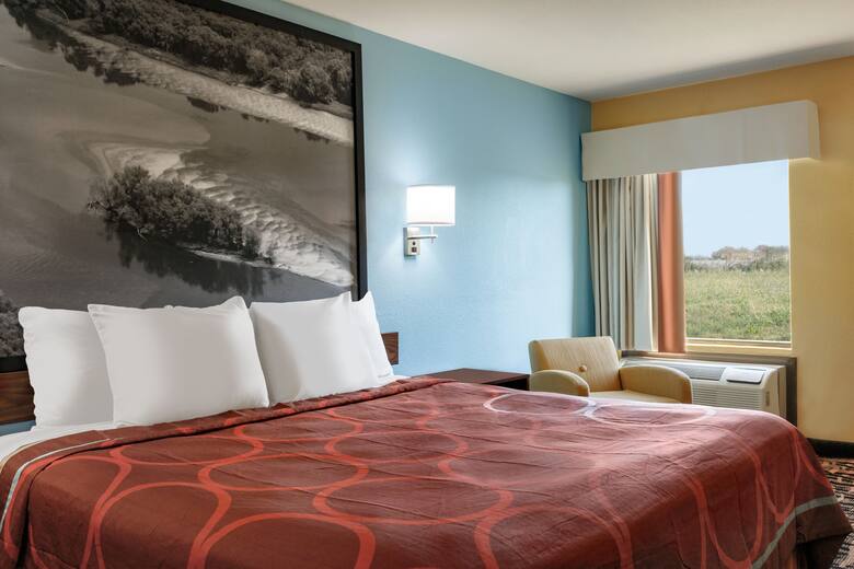 Guest room at the Super 8 Olive Branch in Olive Branch, Mississippi
