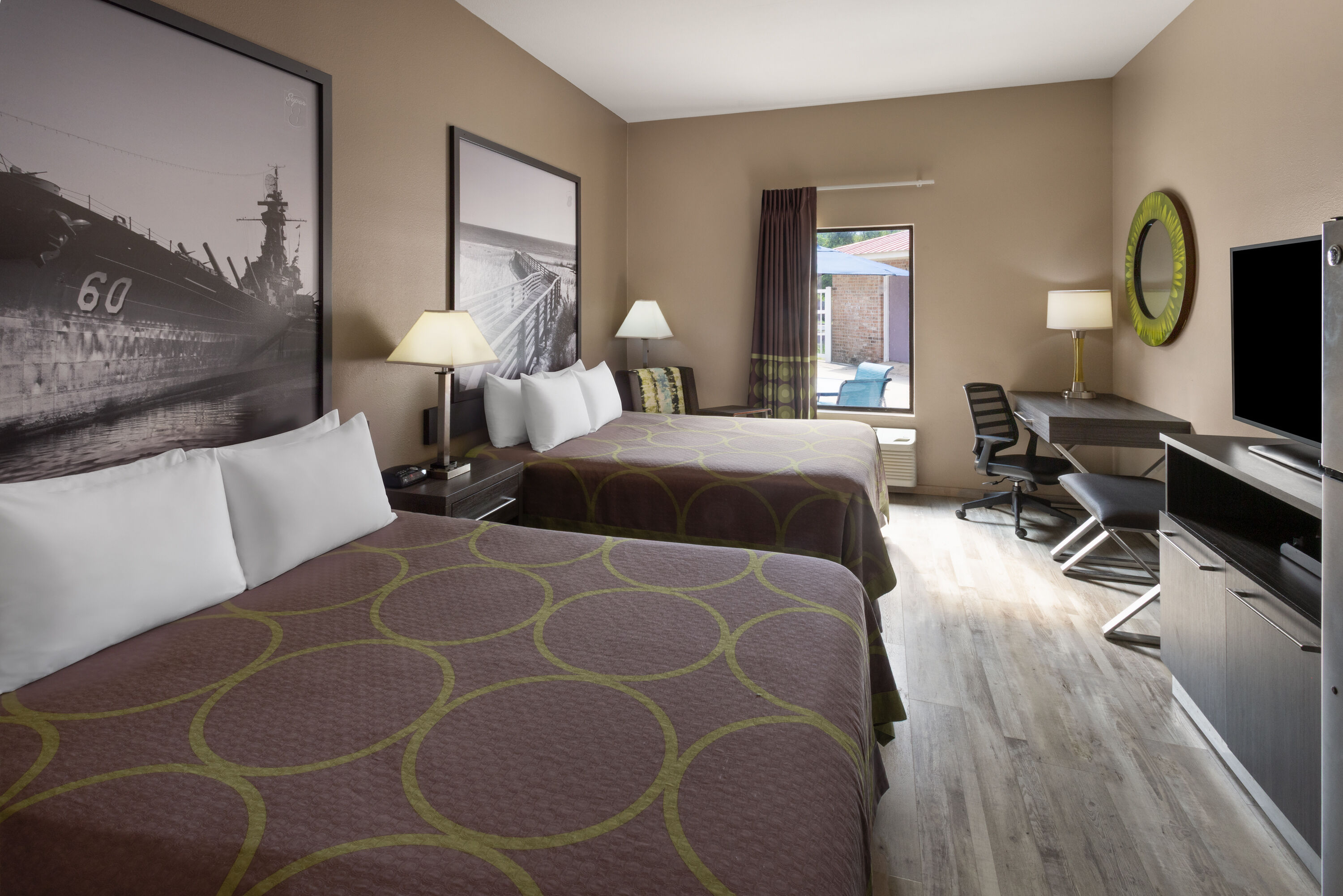 Guest room at the Super 8 by Wyndham Pascagoula in Pascagoula, Mississippi