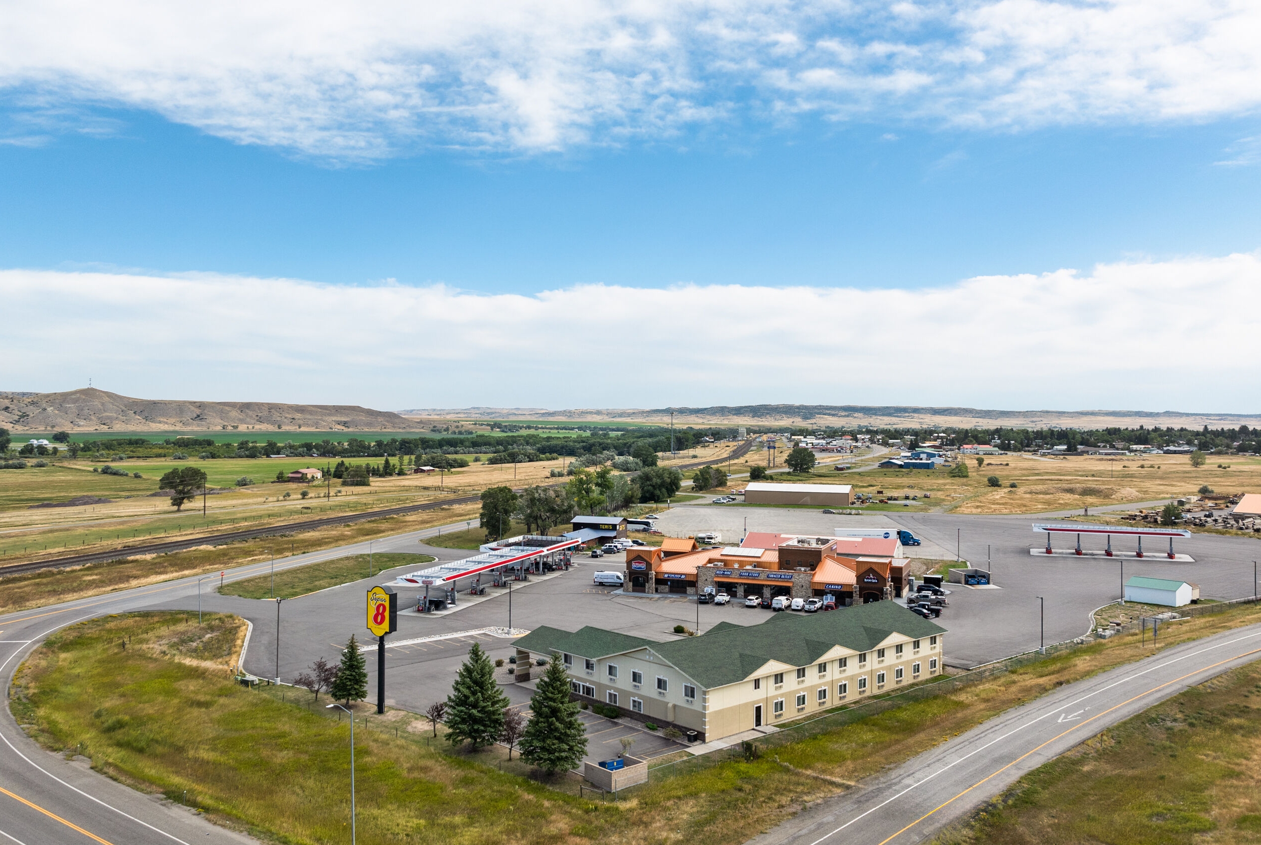 Aerial View of Super 8 by Wyndham Big Timber hotel in Big Timber, Montana