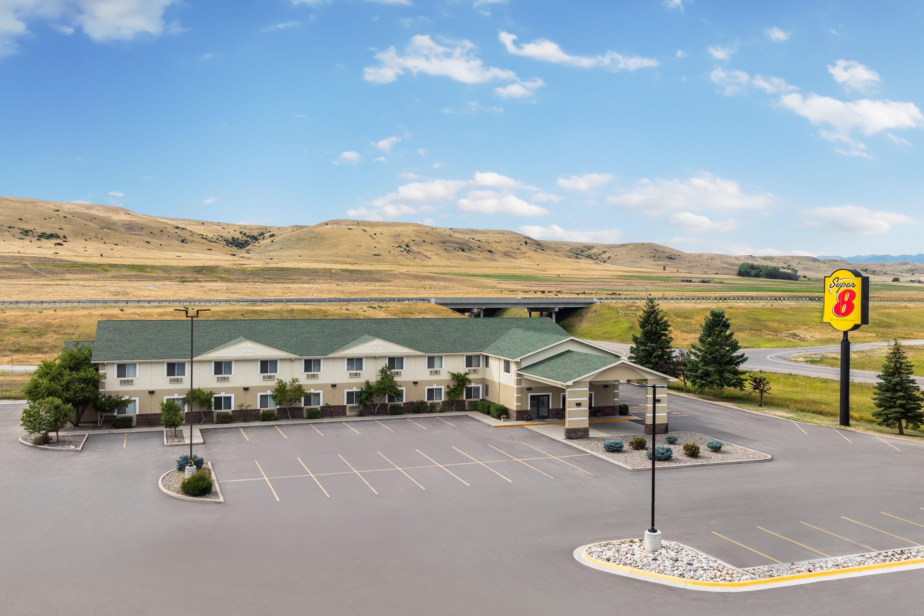 Aerial View of Super 8 by Wyndham Big Timber hotel in Big Timber, Montana