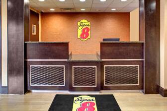 Super 8 Asheville Tunnel Road hotel lobby in Asheville, North Carolina
