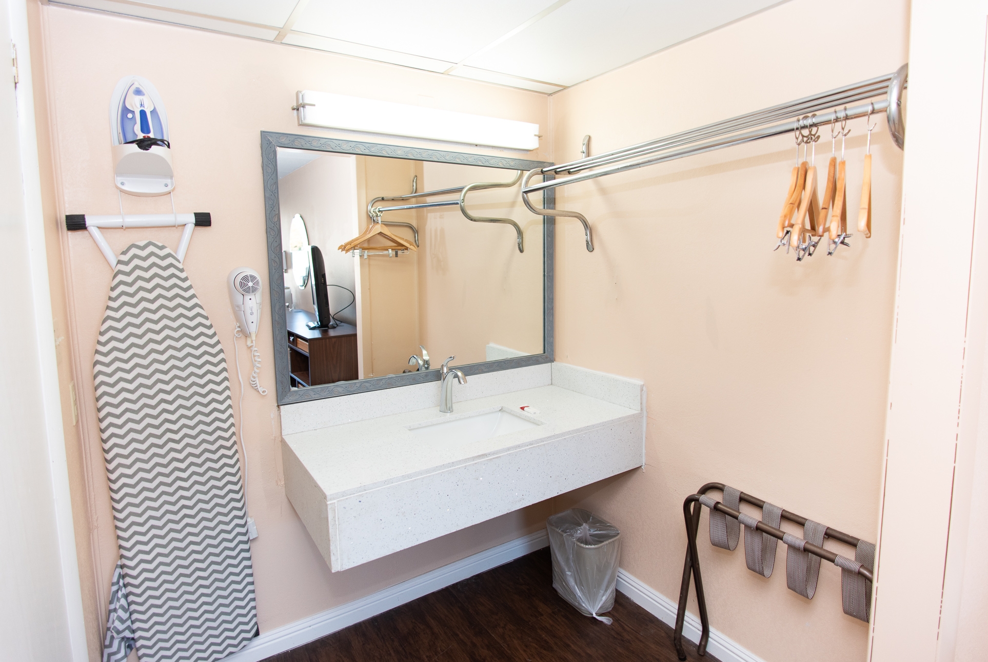 Guest room bath at the Super 8 by Wyndham Black Mountain in Black Mountain, North Carolina