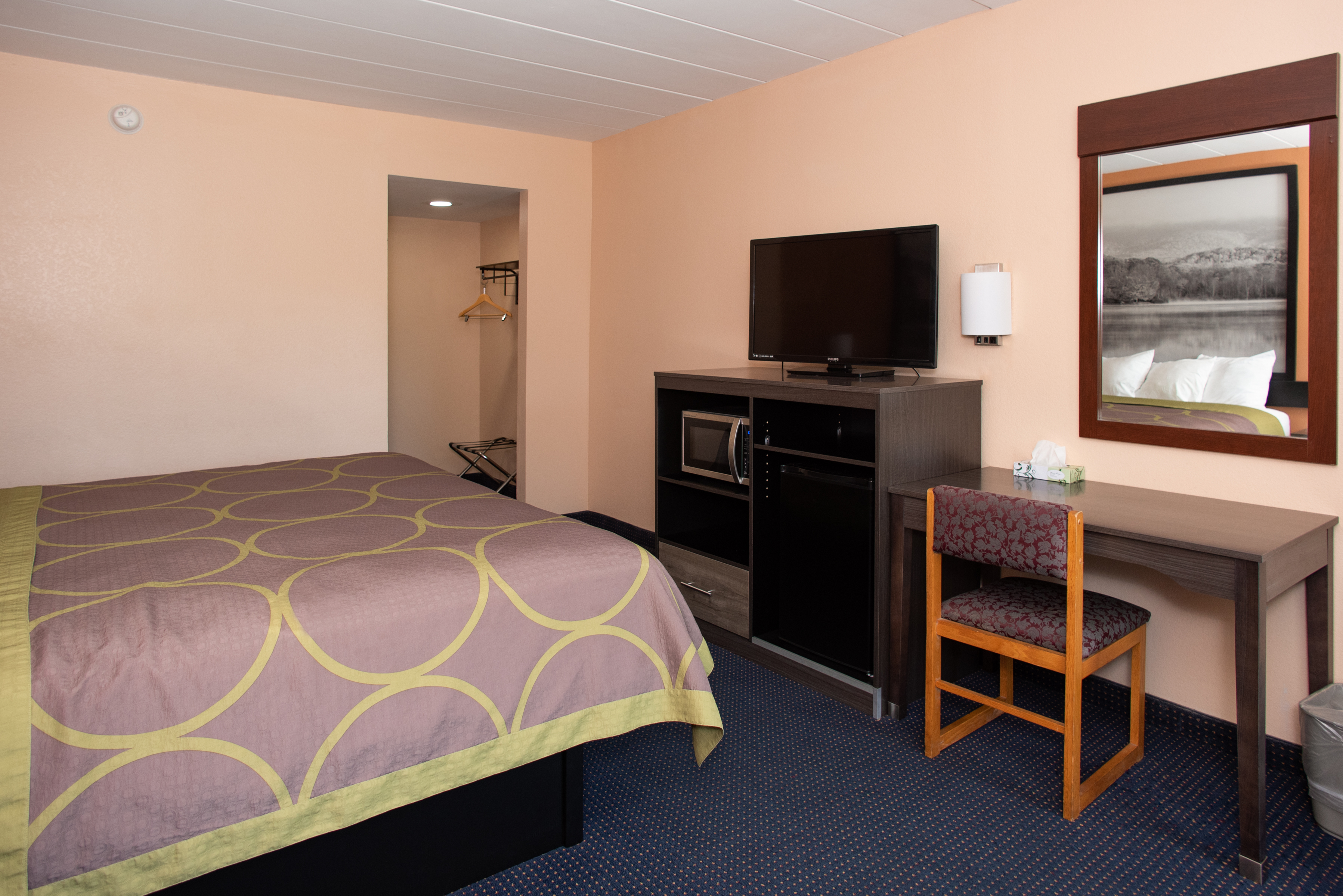 Guest room at the Super 8 by Wyndham Black Mountain in Black Mountain, North Carolina