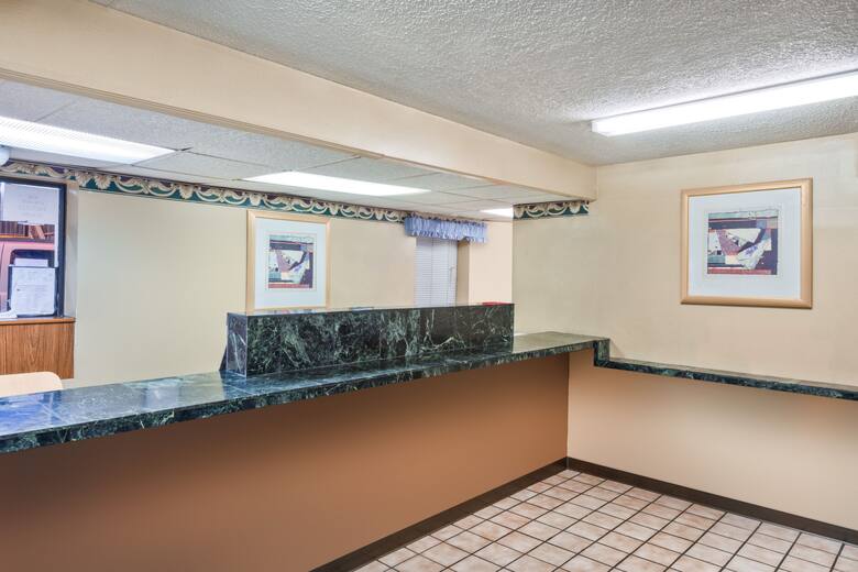 Super 8 Charlotte / Northlake hotel lobby in Charlotte, North Carolina