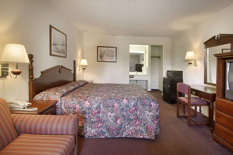 Guest room at the Super 8 Lumberton in Lumberton, North Carolina