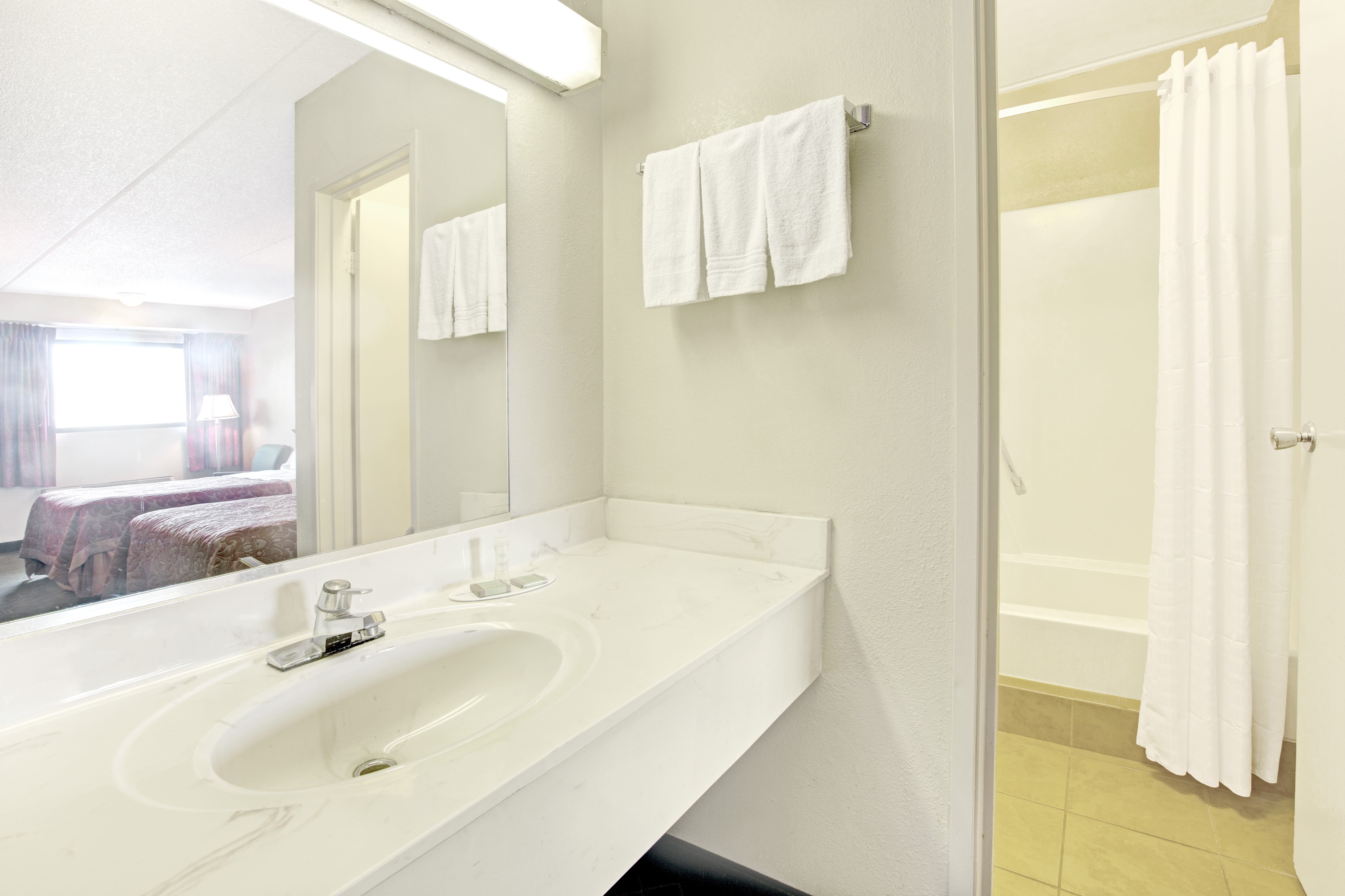 Guest room at the Super 8 by Wyndham Shelby in Shelby, North Carolina