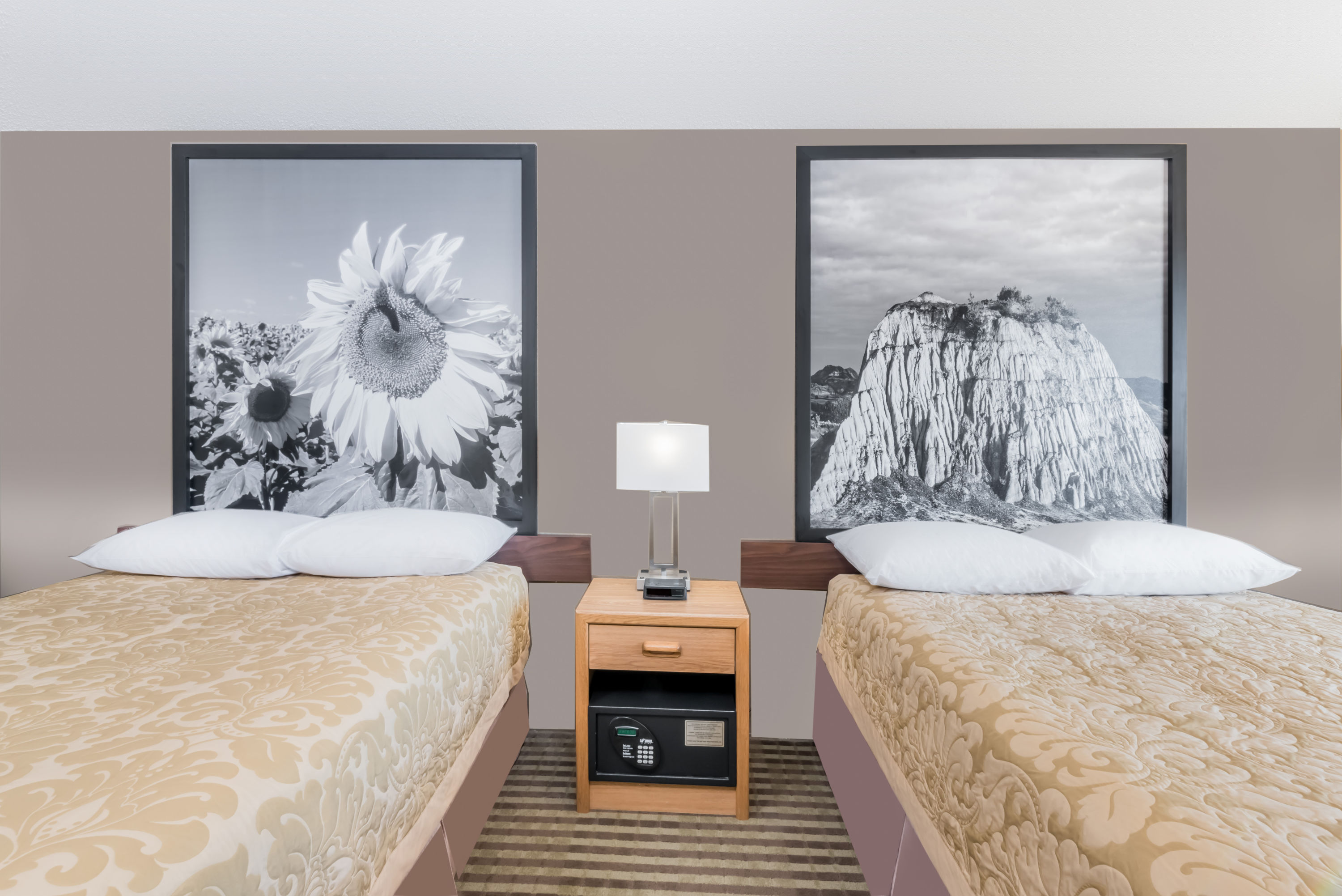 Guest room at the Super 8 by Wyndham Bowman in Bowman, North Dakota