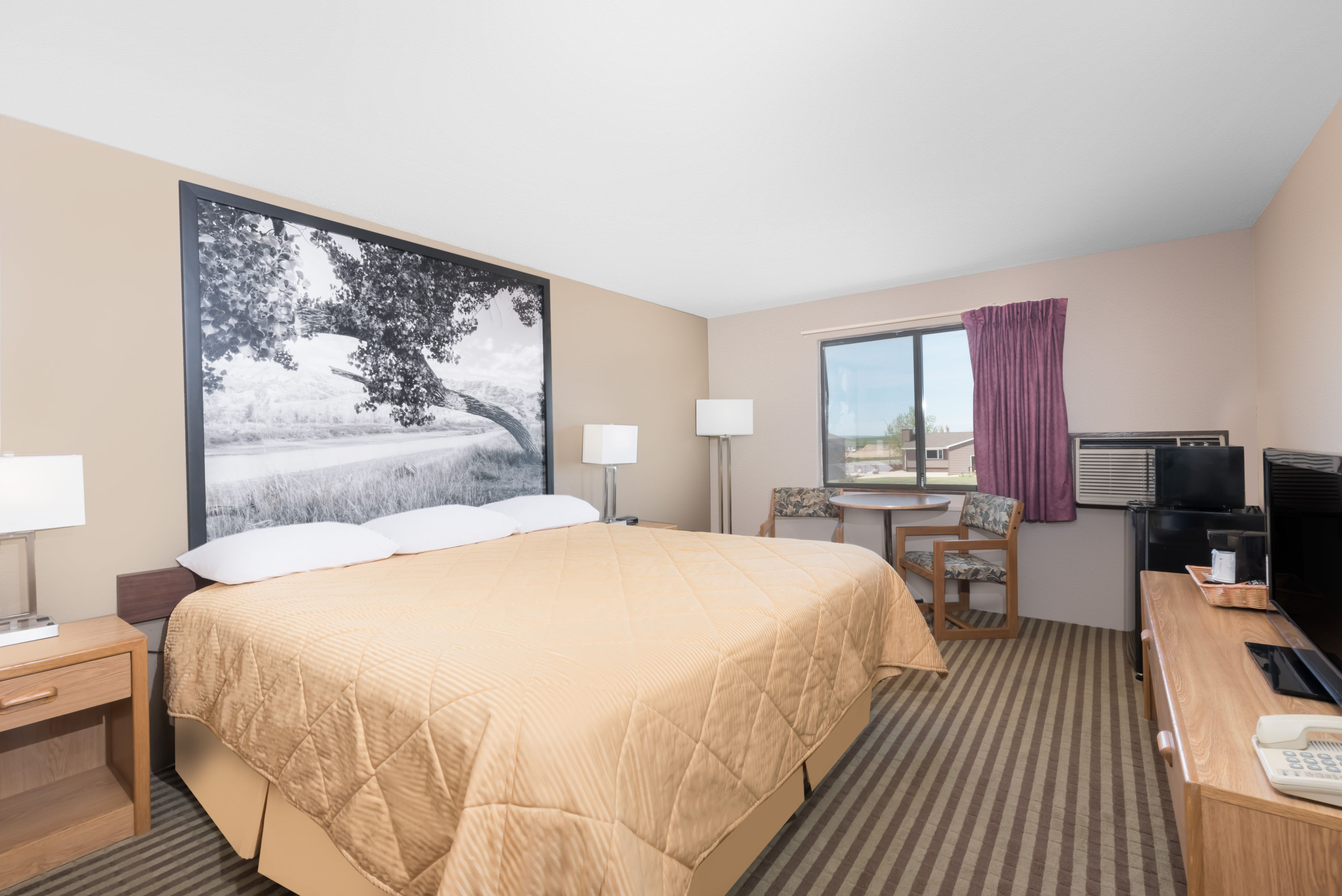 Guest room at the Super 8 by Wyndham Bowman in Bowman, North Dakota