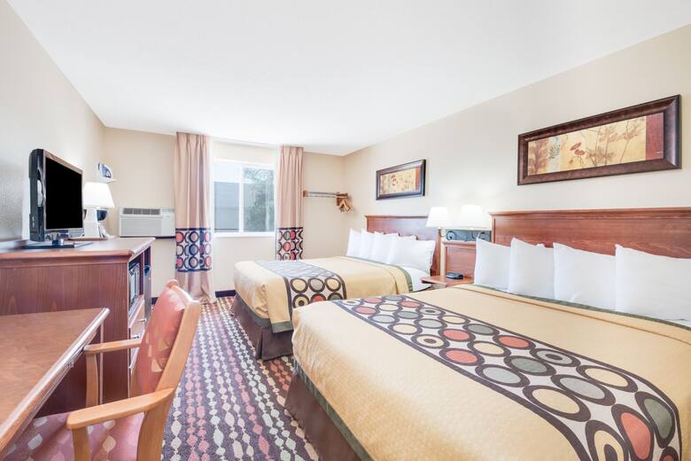 Guest room at the Super 8 Grand Forks in Grand Forks, North Dakota
